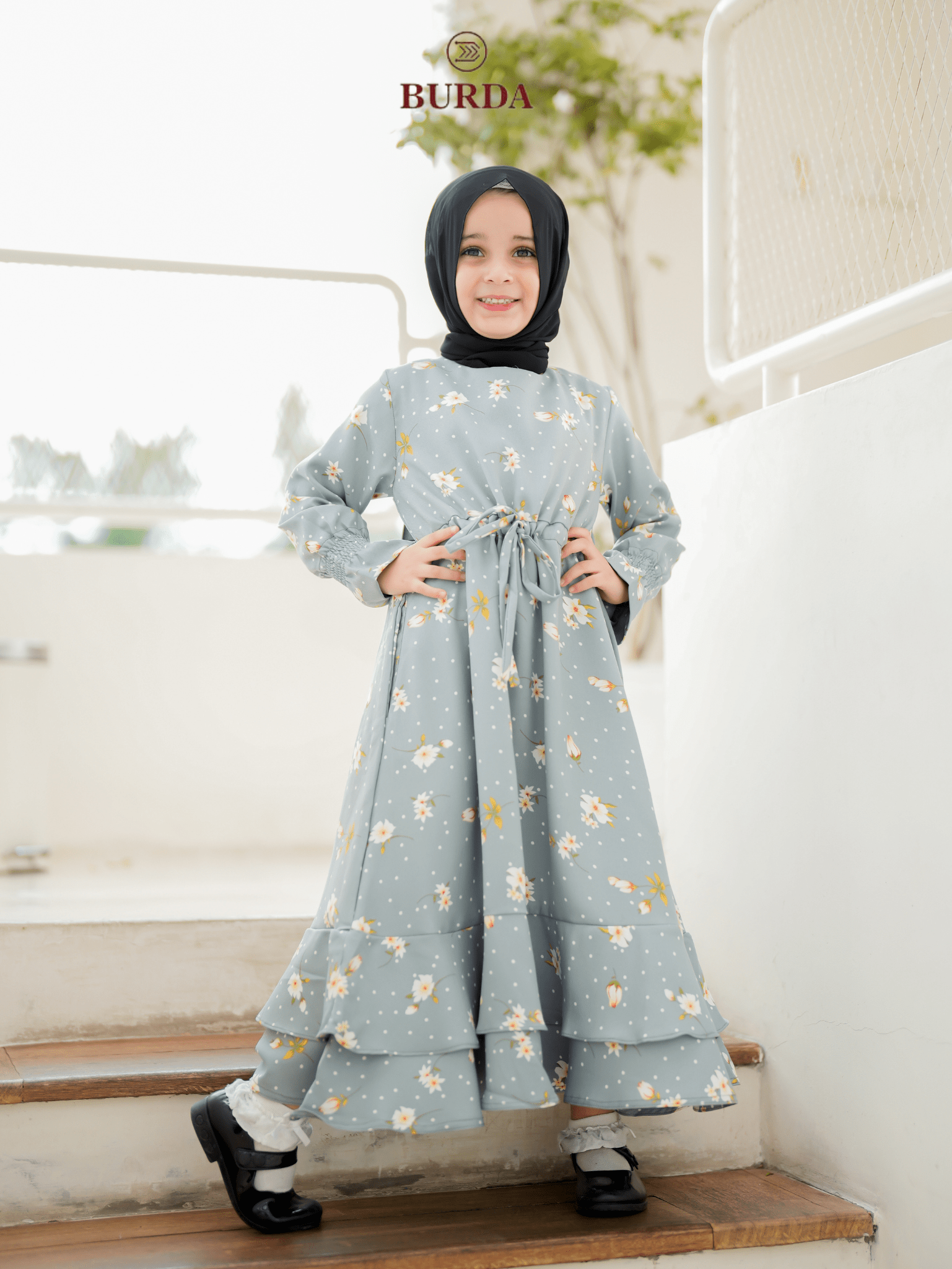 Burdaclothing Kid's Turquoise Floral Dress