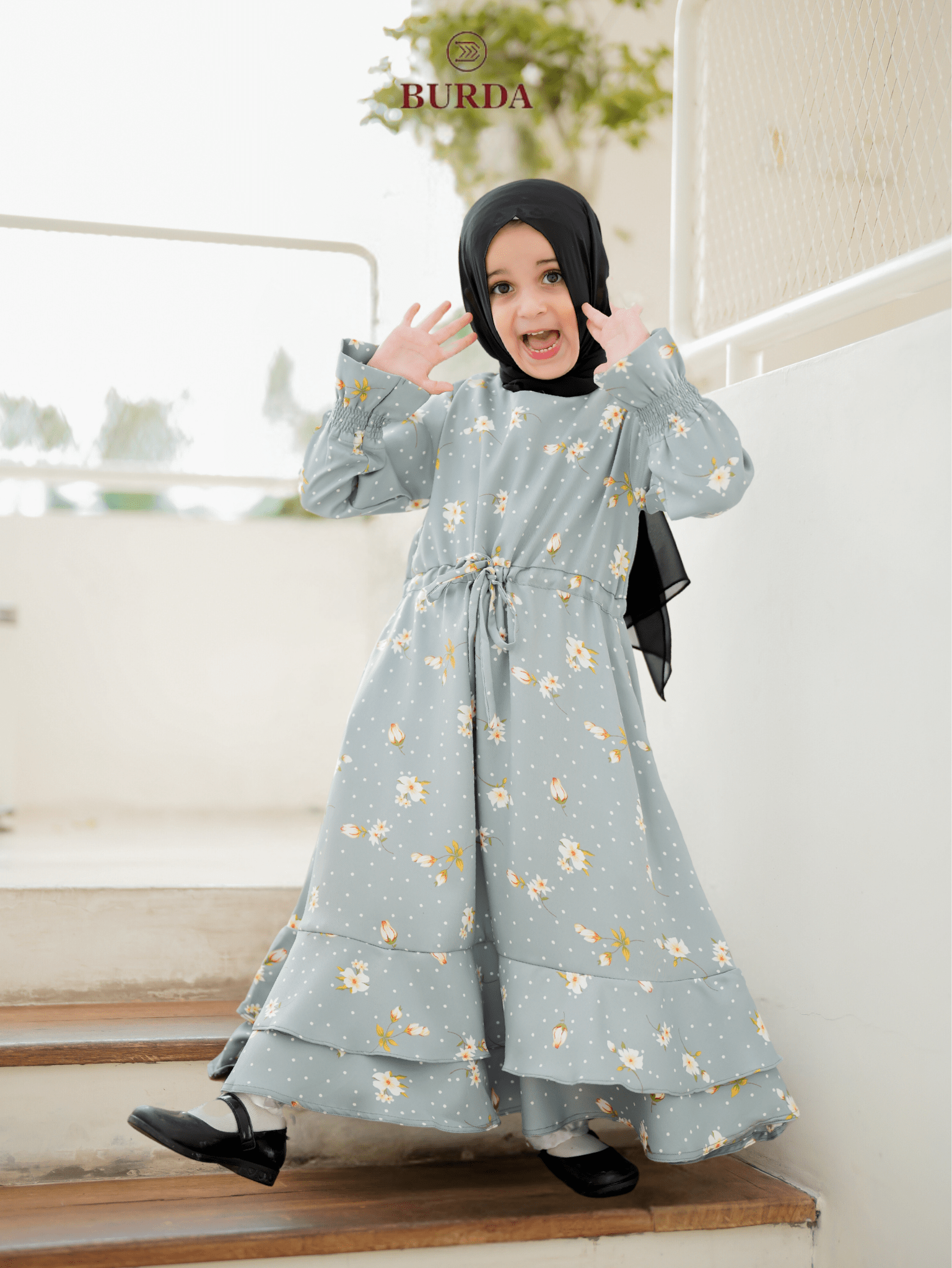 Burdaclothing Kid's Turquoise Floral Dress