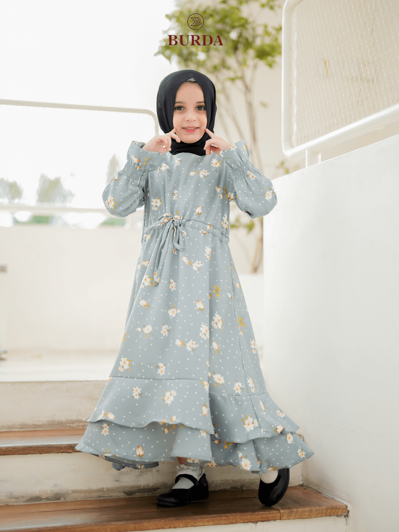 Burdaclothing Kid's Turquoise Floral Dress