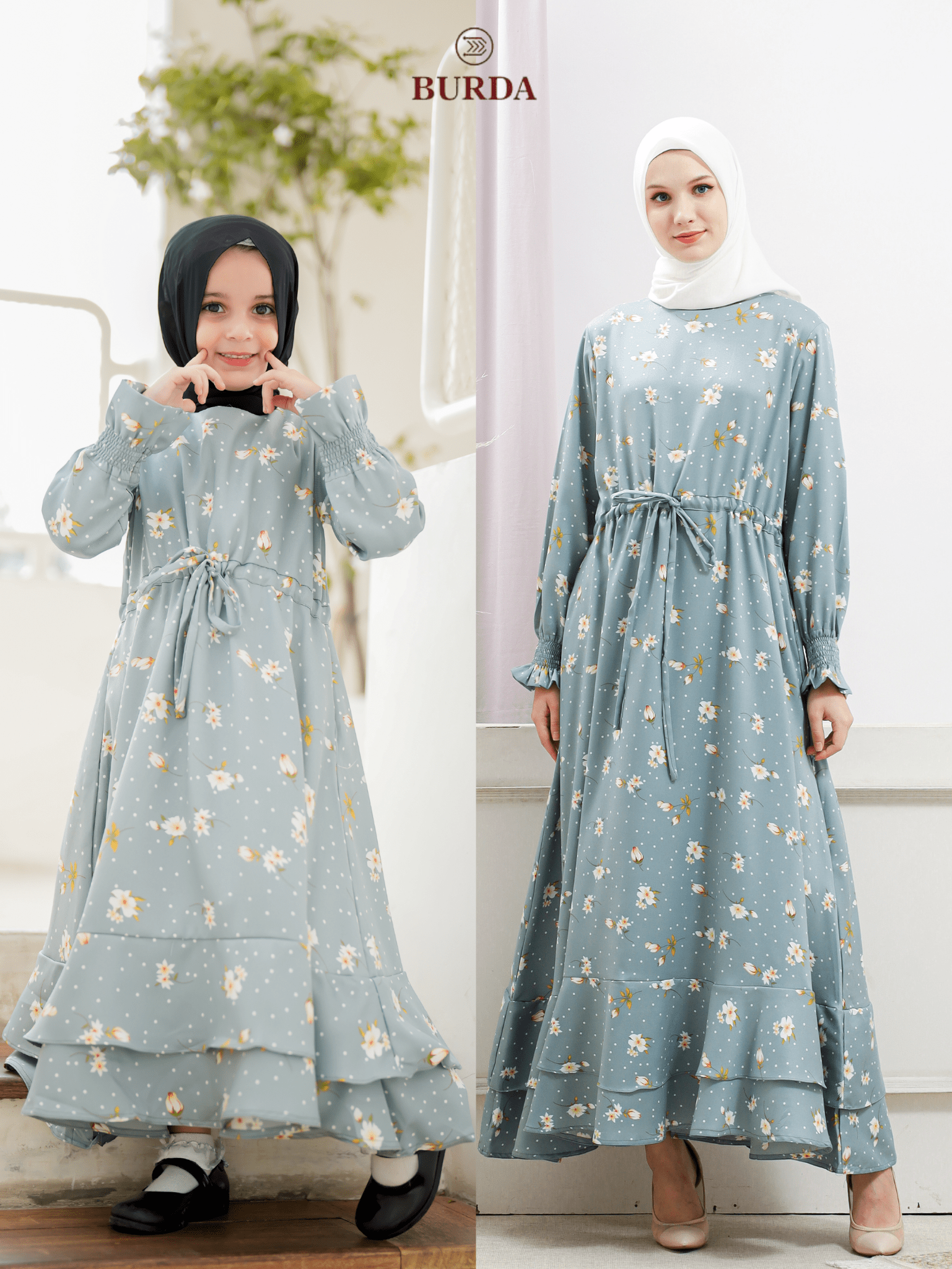 Burdaclothing Kid's Turquoise Floral Dress