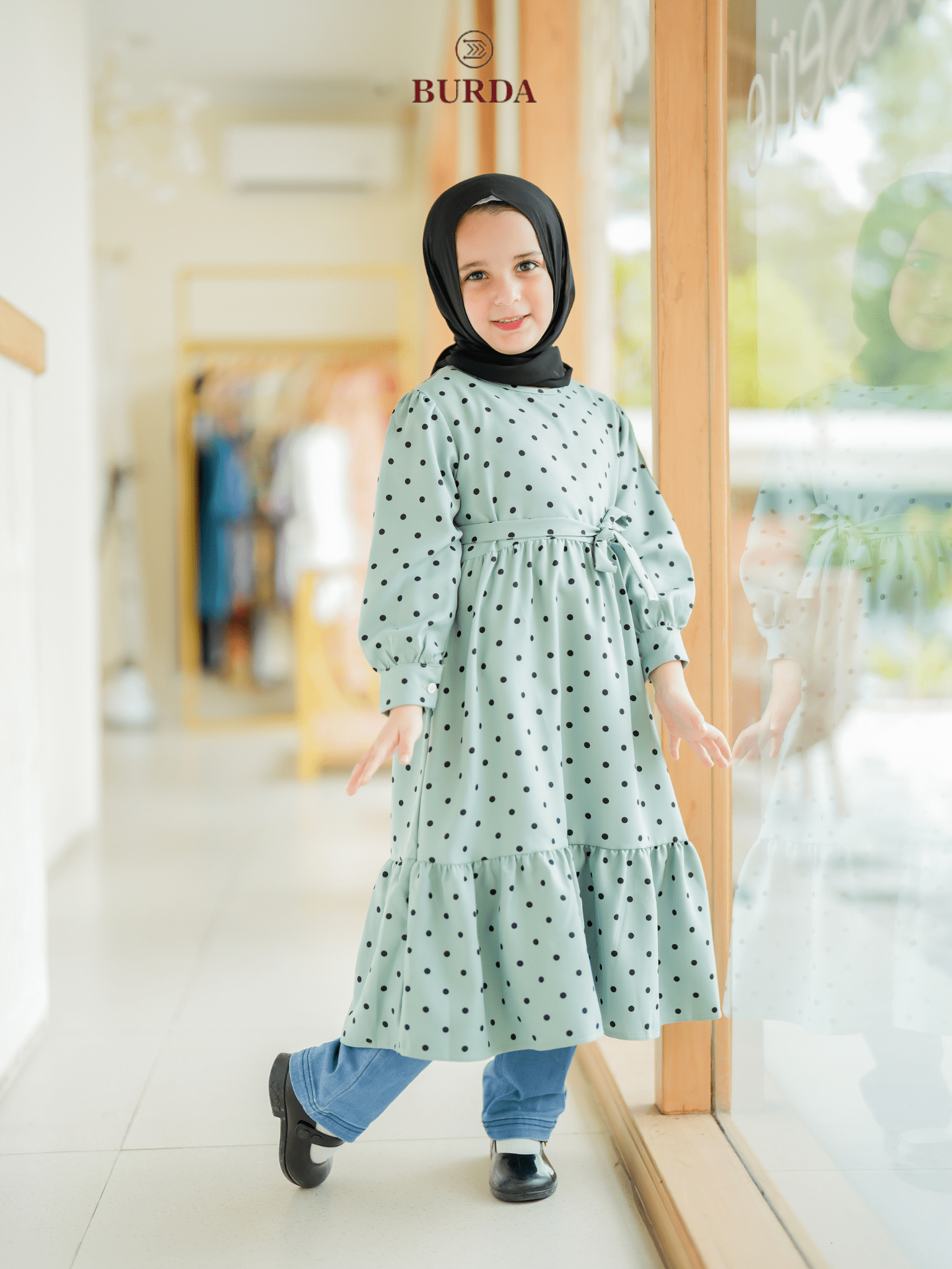 Burdaclothing Kid's Turquoise Polka Dot Dress (Copy)