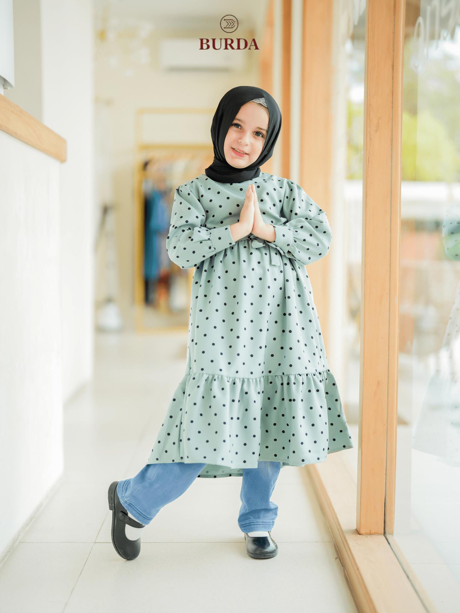 Burdaclothing Kid's Turquoise Polka Dot Dress (Copy)