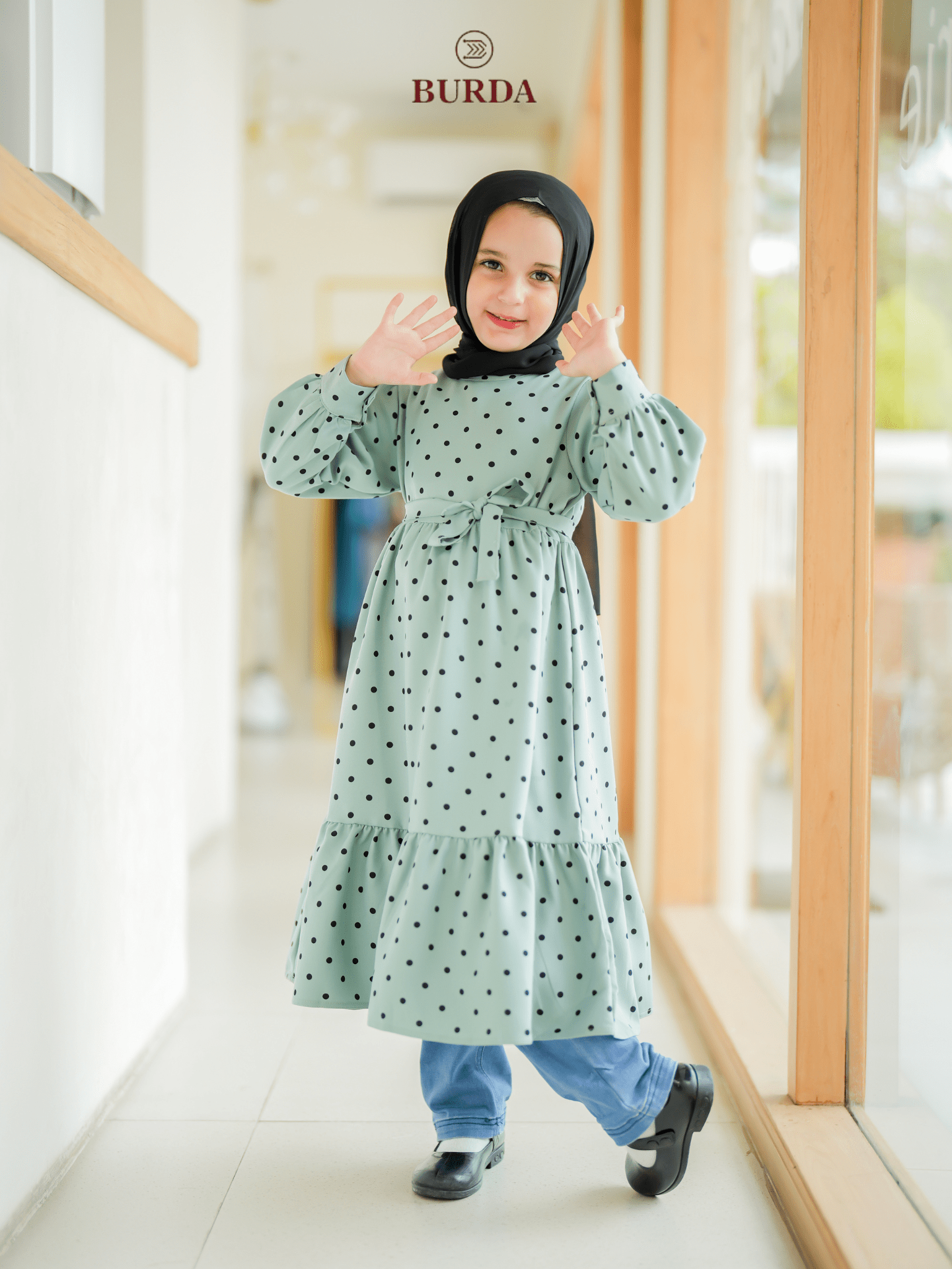 Burdaclothing Kid's Turquoise Polka Dot Dress (Copy)