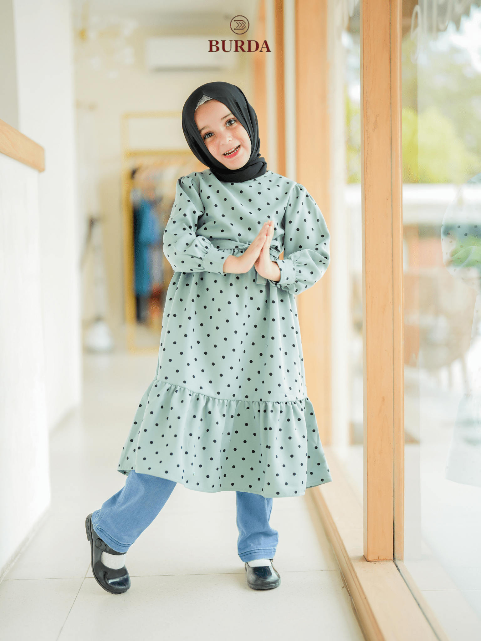 Burdaclothing Kid's Turquoise Polka Dot Dress (Copy)