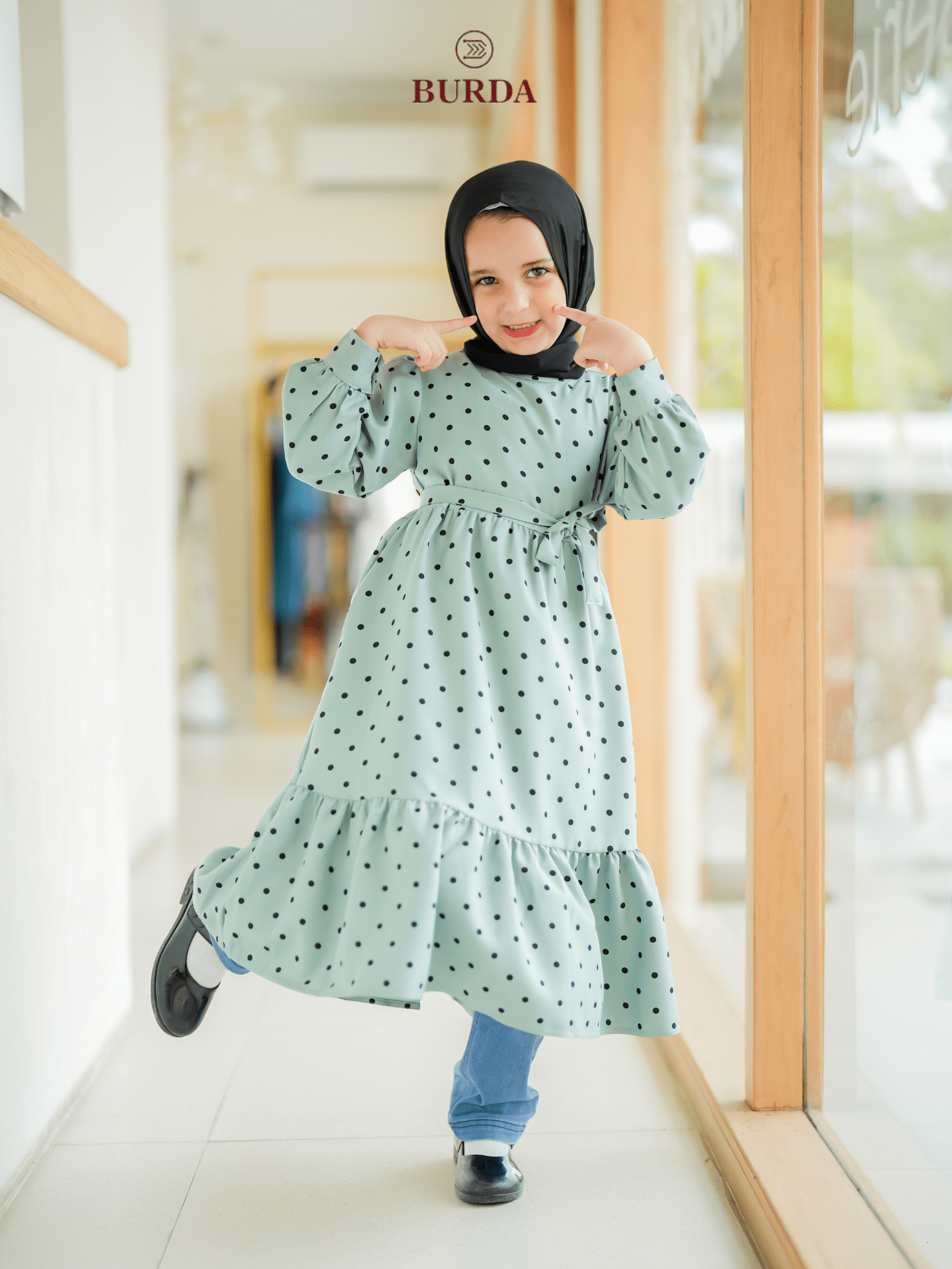 Burdaclothing Kid's Turquoise Polka Dot Dress (Copy)