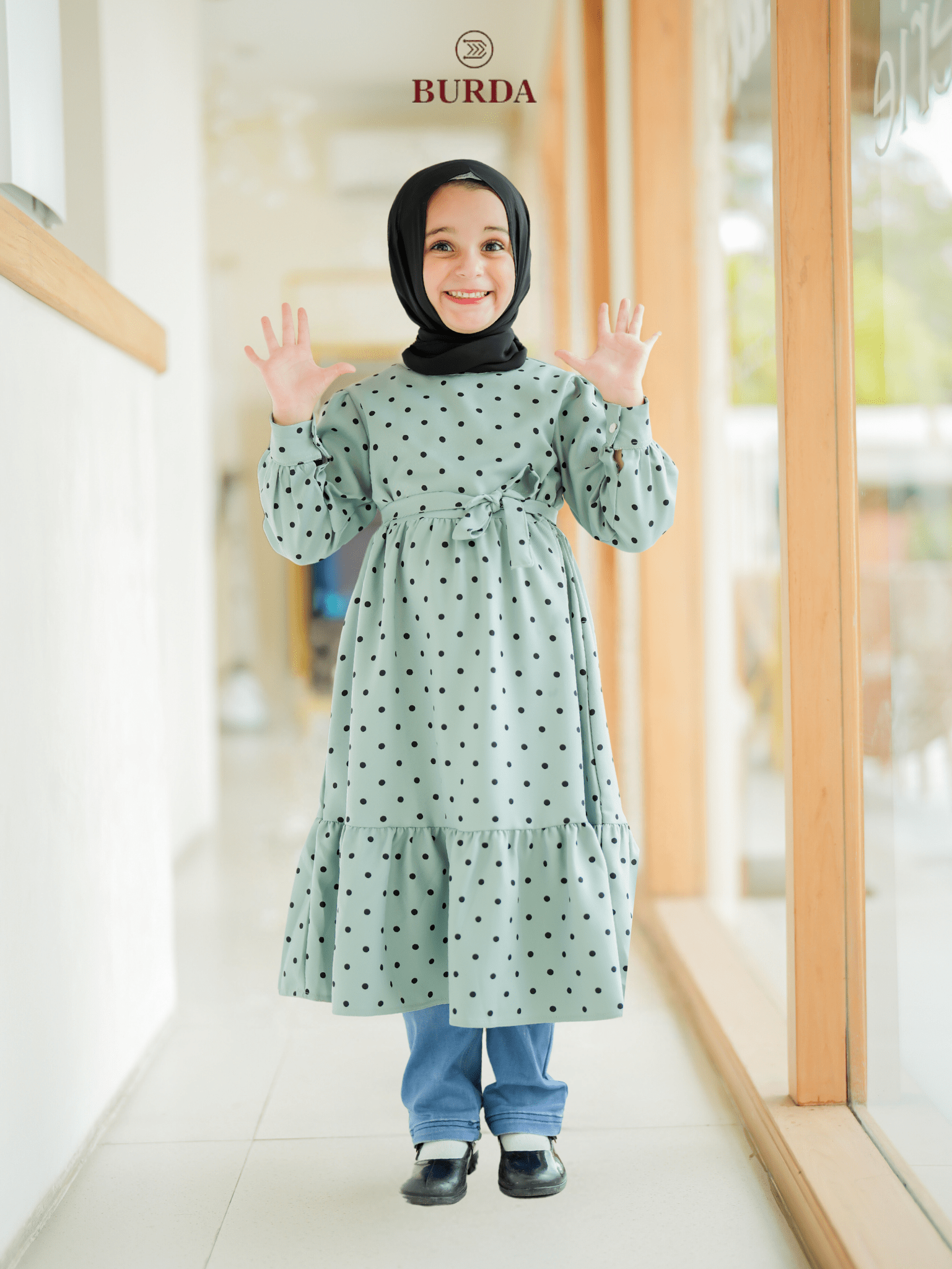 Burdaclothing Kid's Turquoise Polka Dot Dress (Copy)