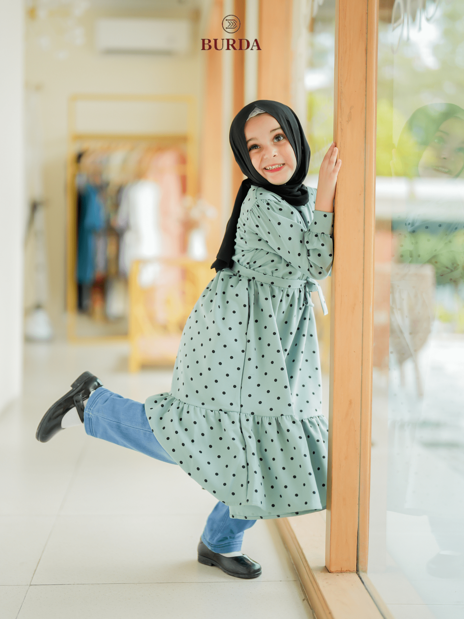 Burdaclothing Kid's Turquoise Polka Dot Dress (Copy)