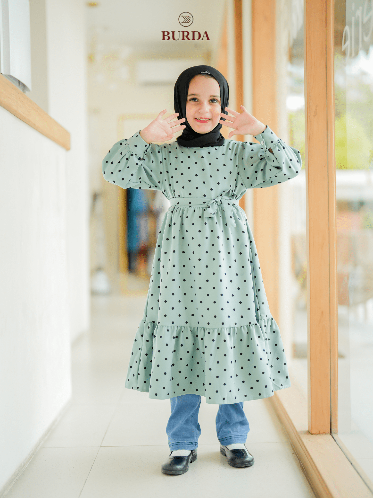 Burdaclothing Kid's Turquoise Polka Dot Dress (Copy)