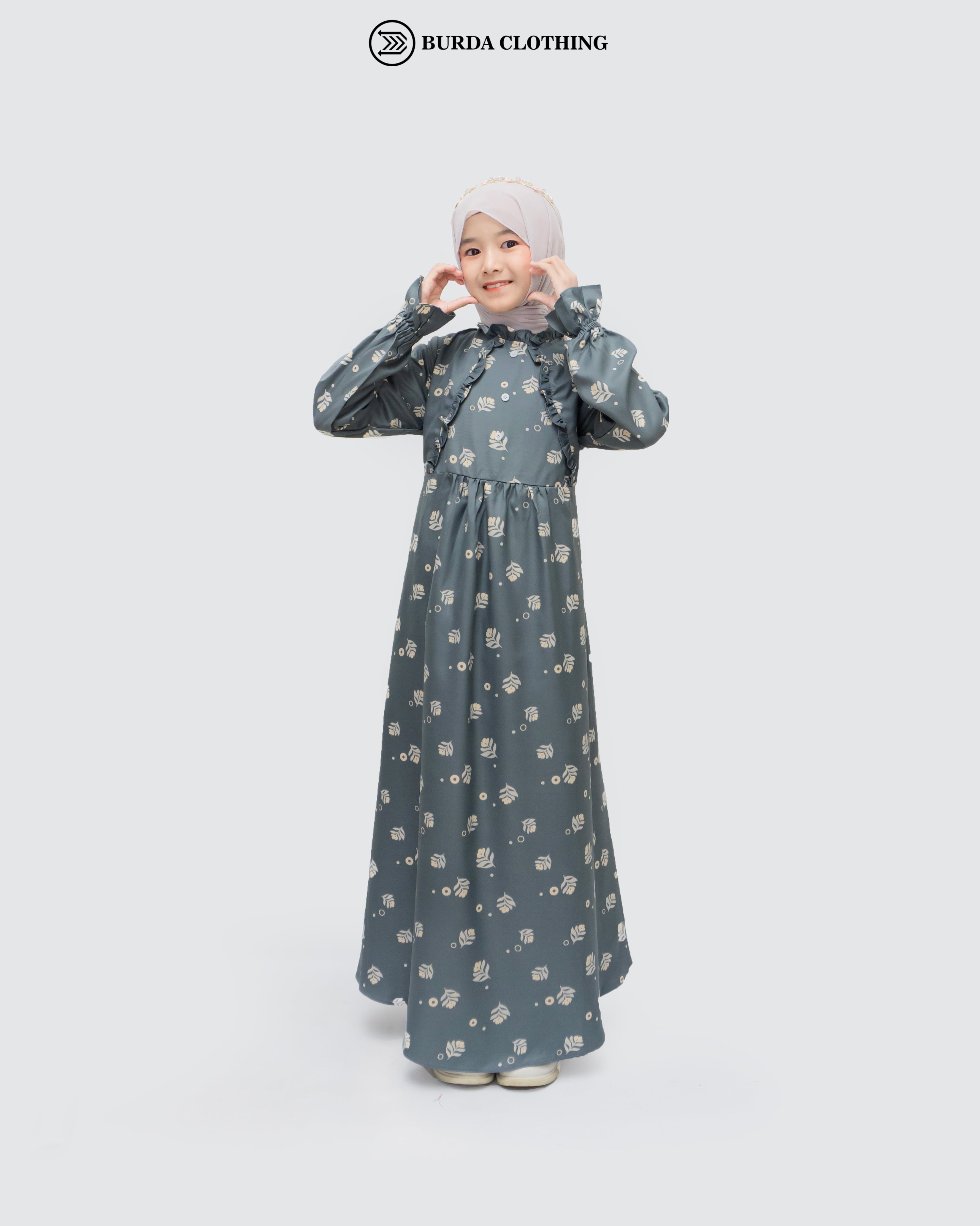 Kids Floral Dark Grey Dress 4