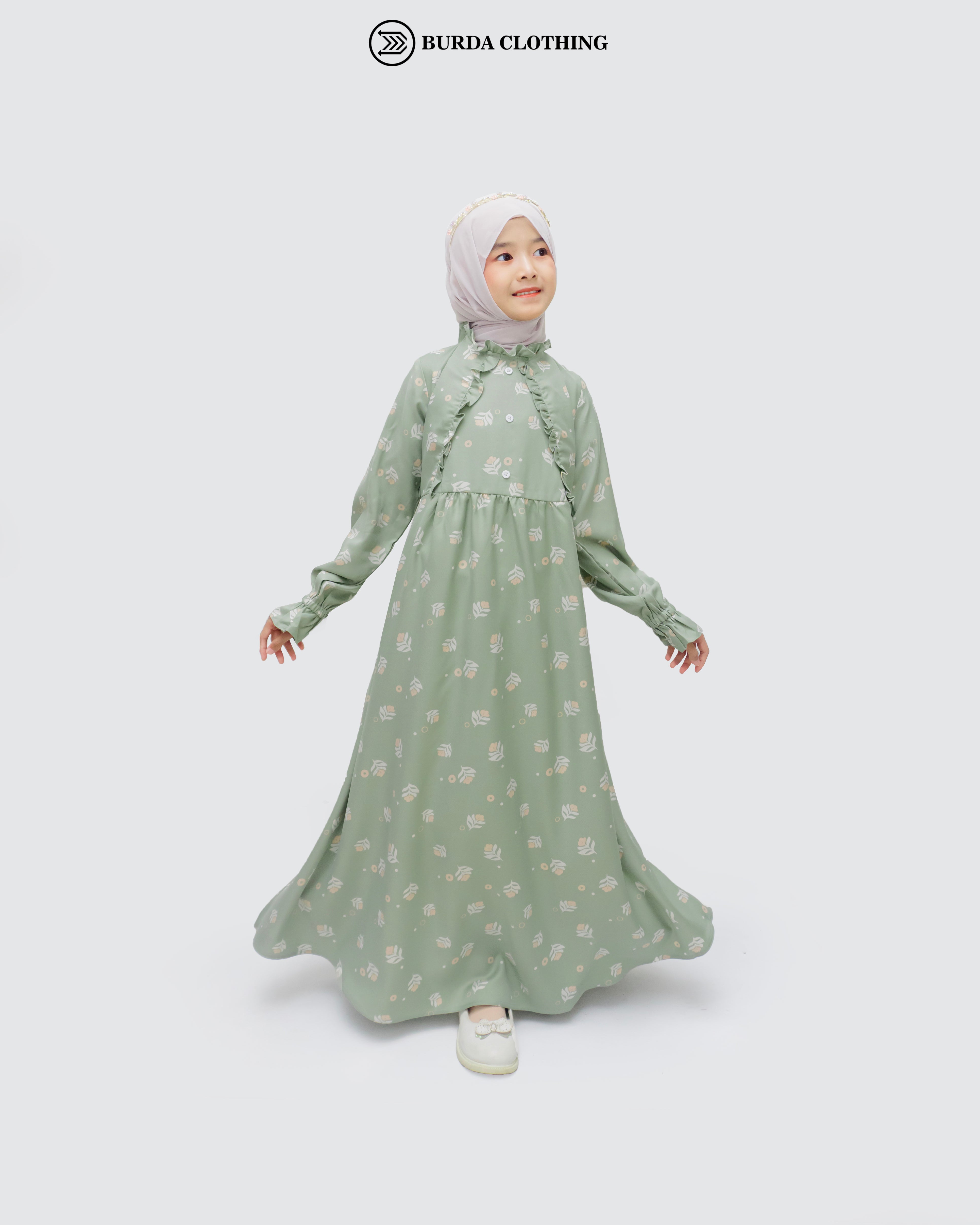 Kids Floral Green Dress by Burdaclothing