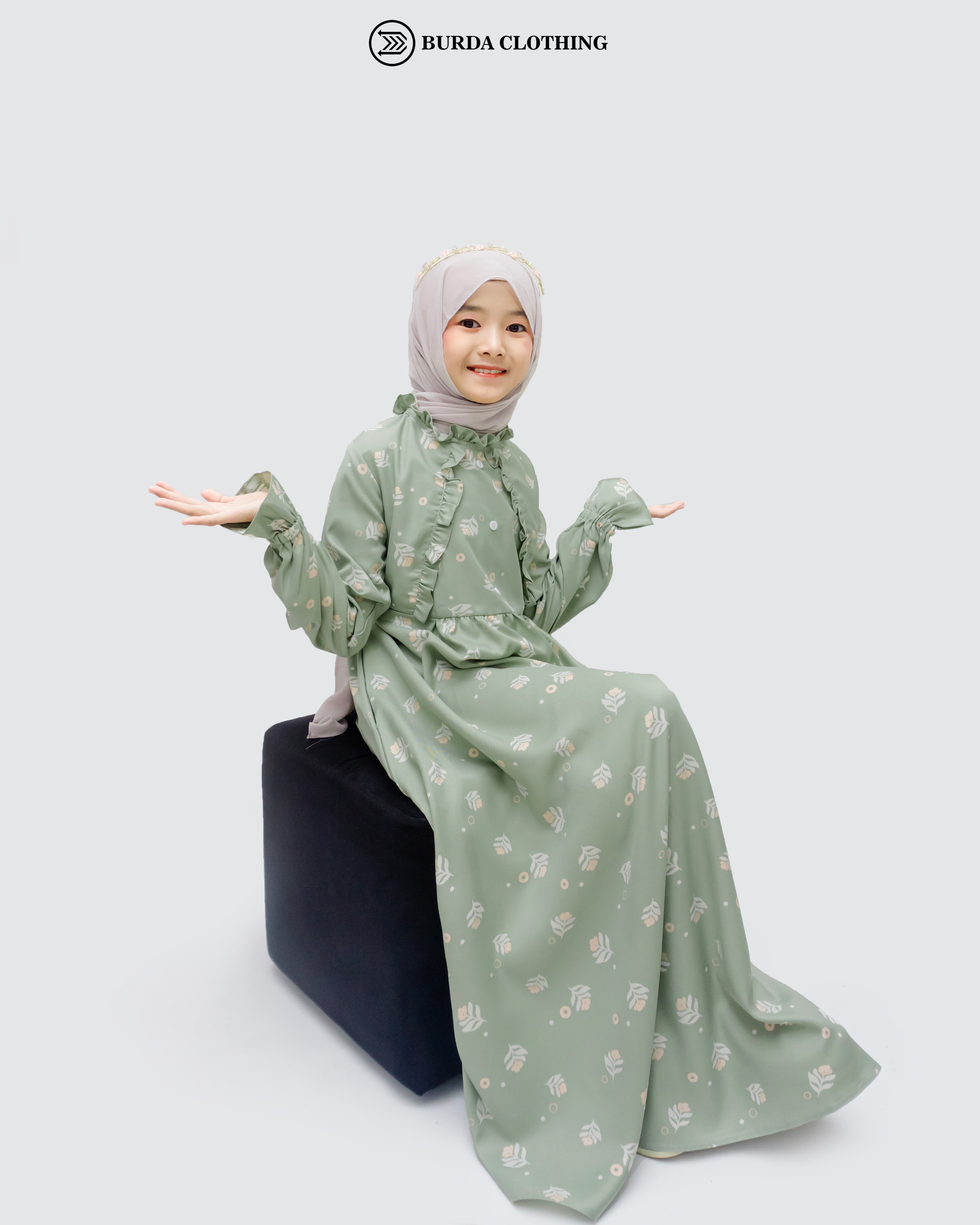 Kids Floral Green Dress by Burdaclothing