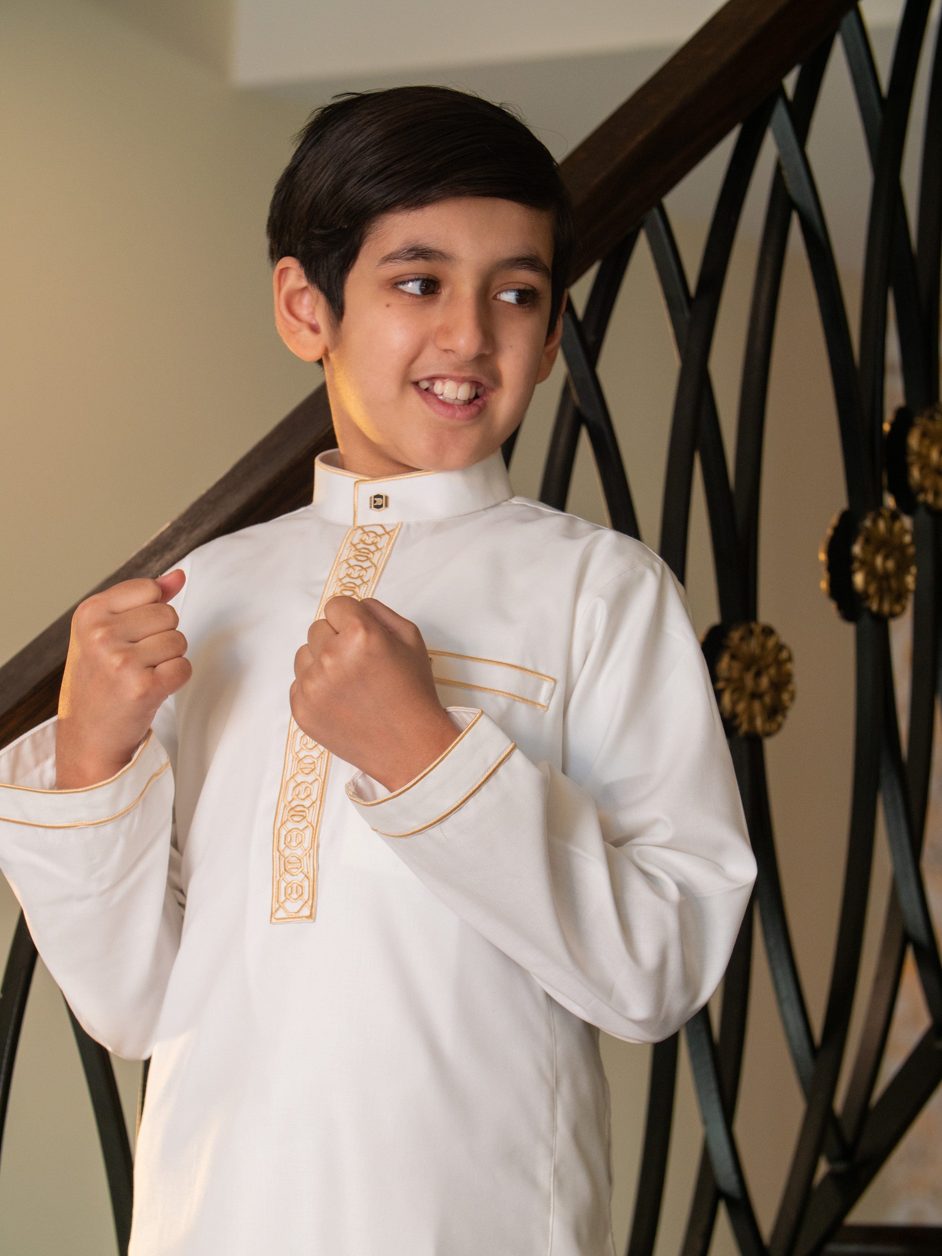 burdaclothing Kids Premium Thobe 111B Off White (Father & Son)