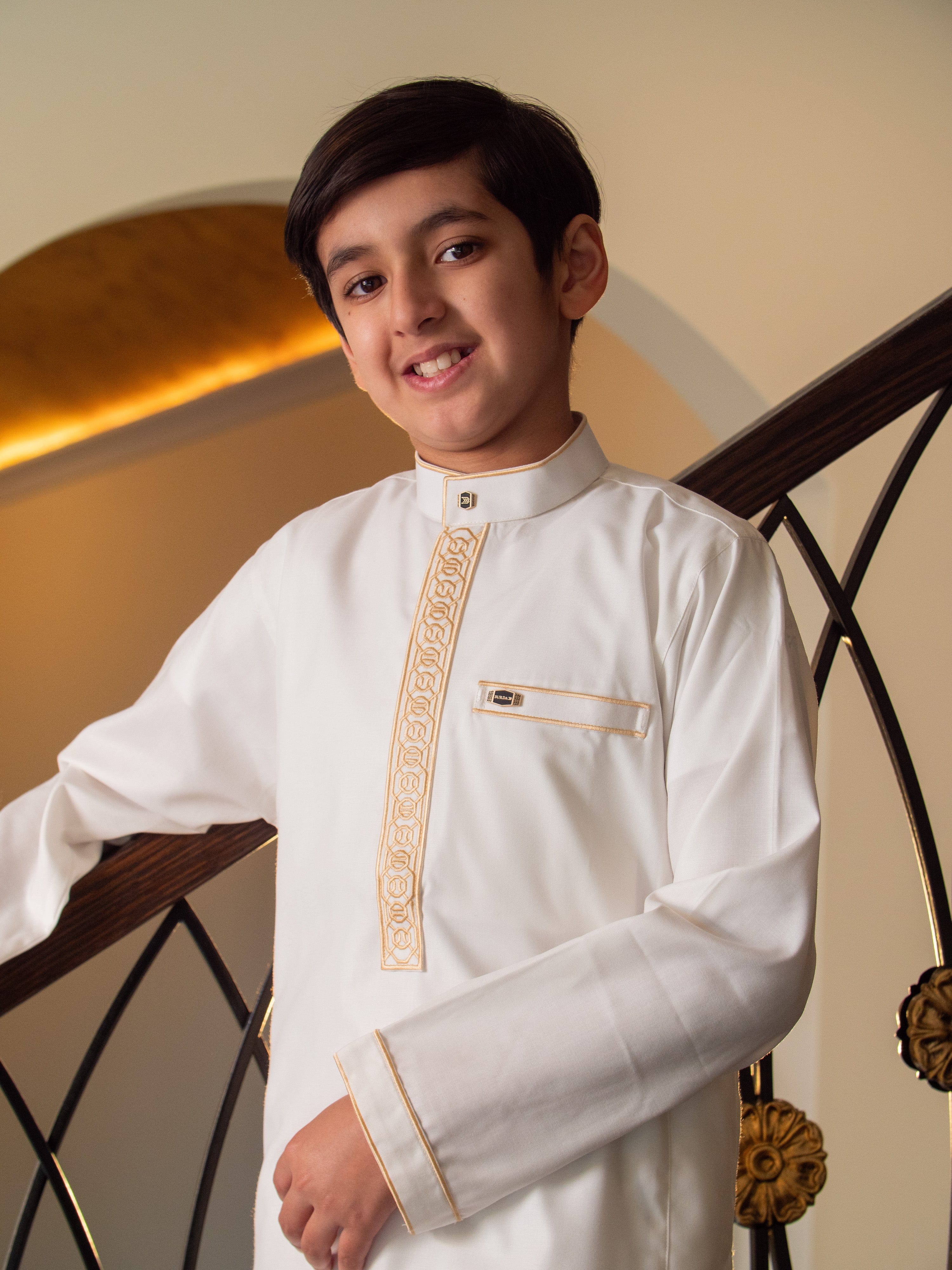 burdaclothing Kids Premium Thobe 111B Off White (Father & Son)