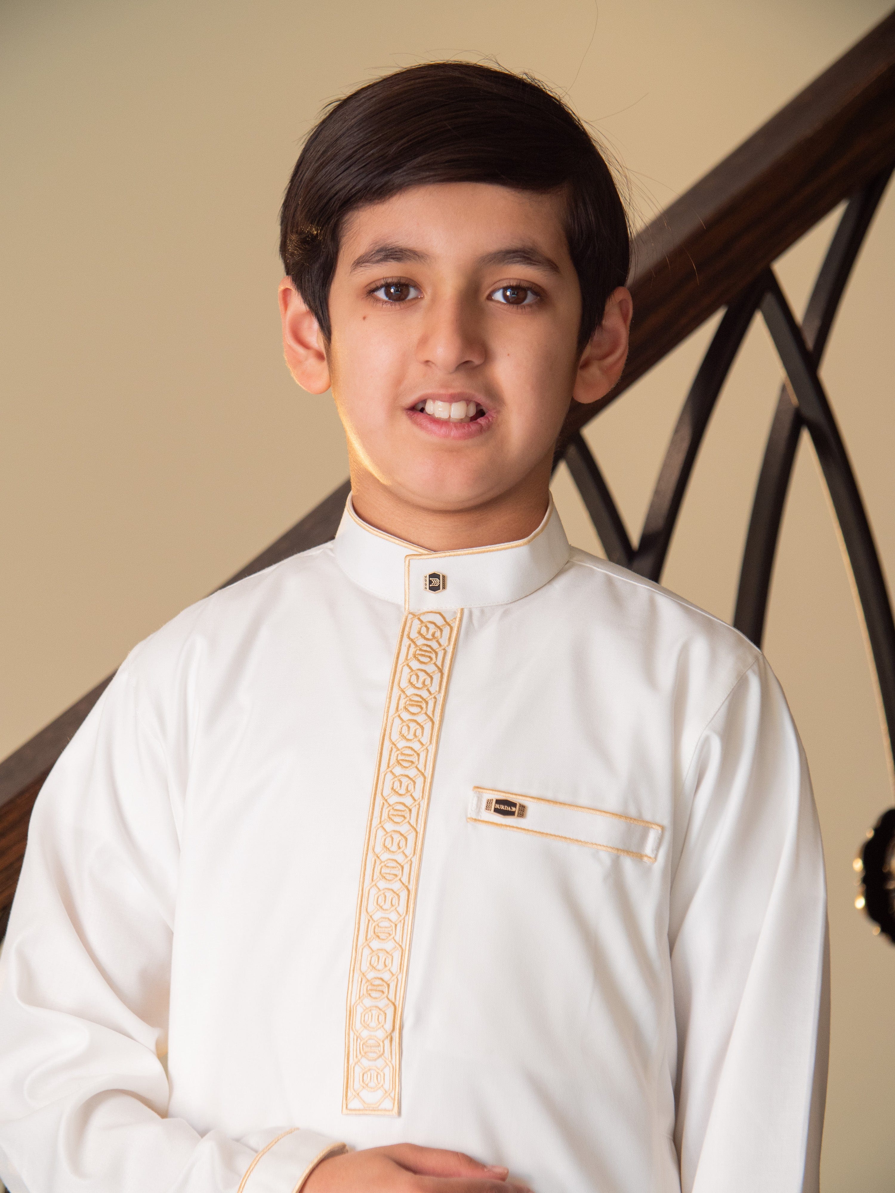 burdaclothing Kids Premium Thobe 111B Off White (Father & Son)