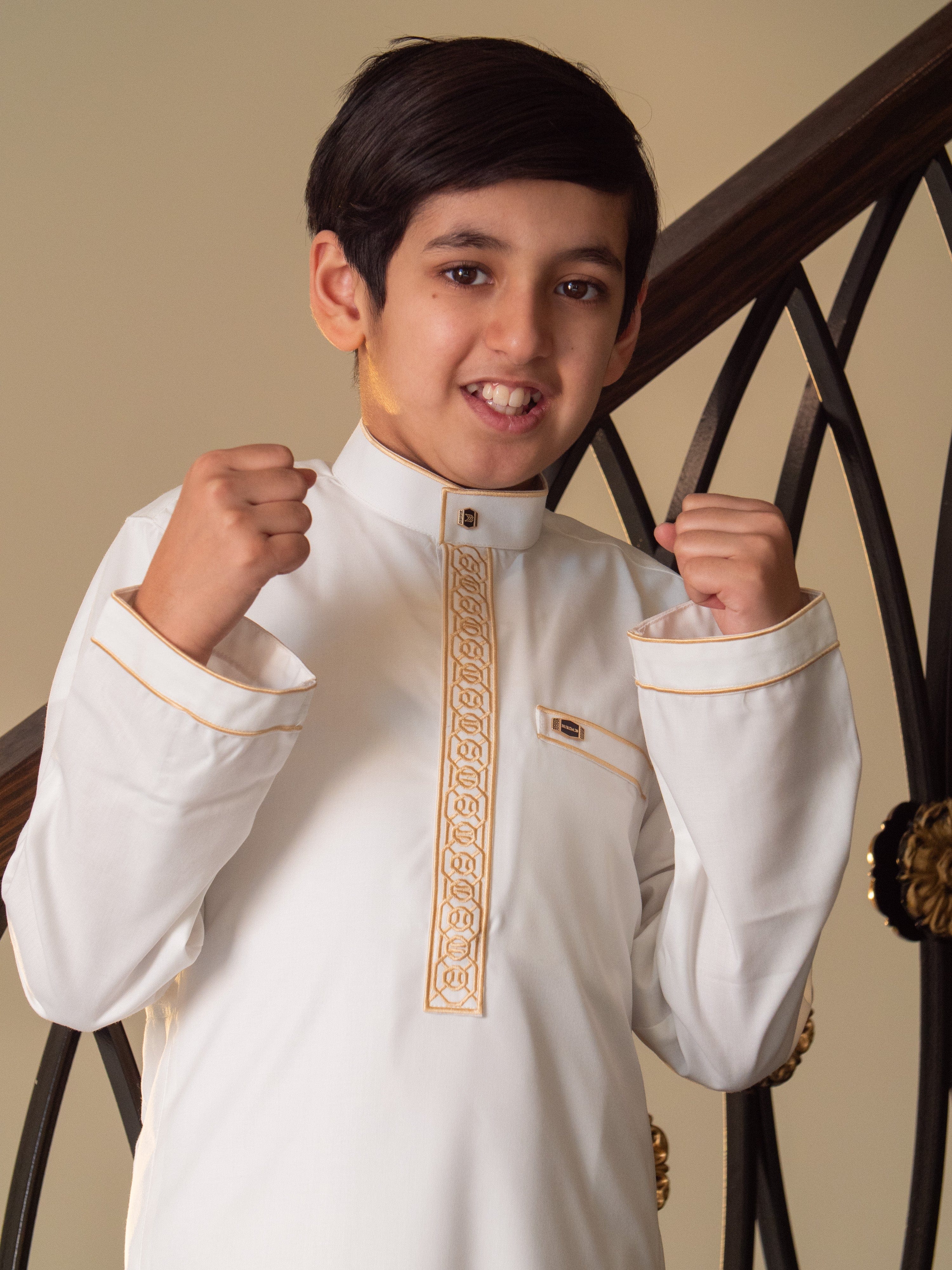 burdaclothing Kids Premium Thobe 111B Off White (Father & Son)