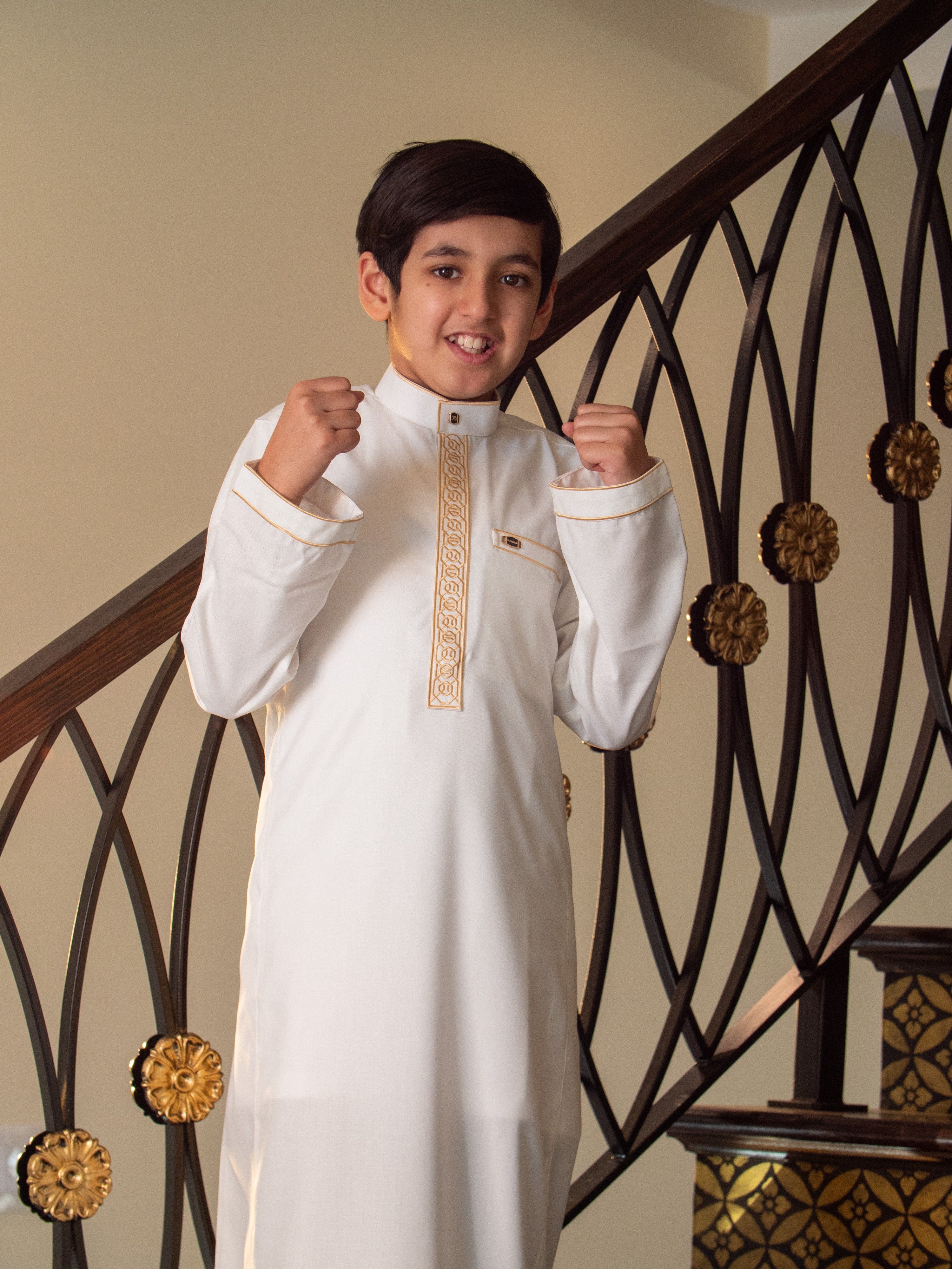 burdaclothing Kids Premium Thobe 111B Off White (Father & Son)