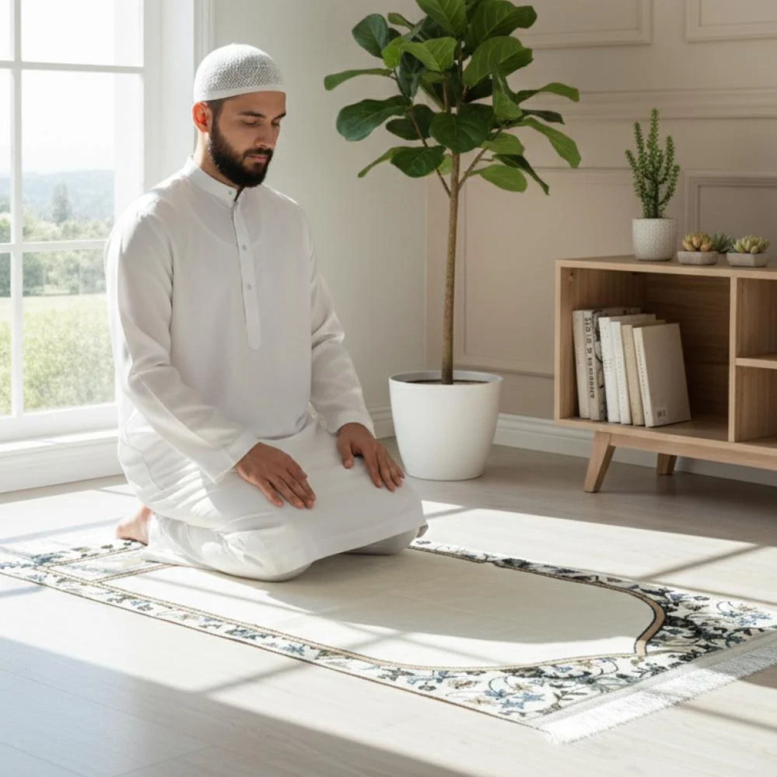 Medina Prayer Rug / Carpet By MADA 1241-Cream by Burdaclothing