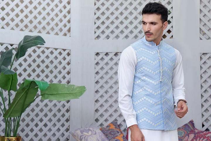 Burdaclothing Mens Waistcoat- Frosty Blue