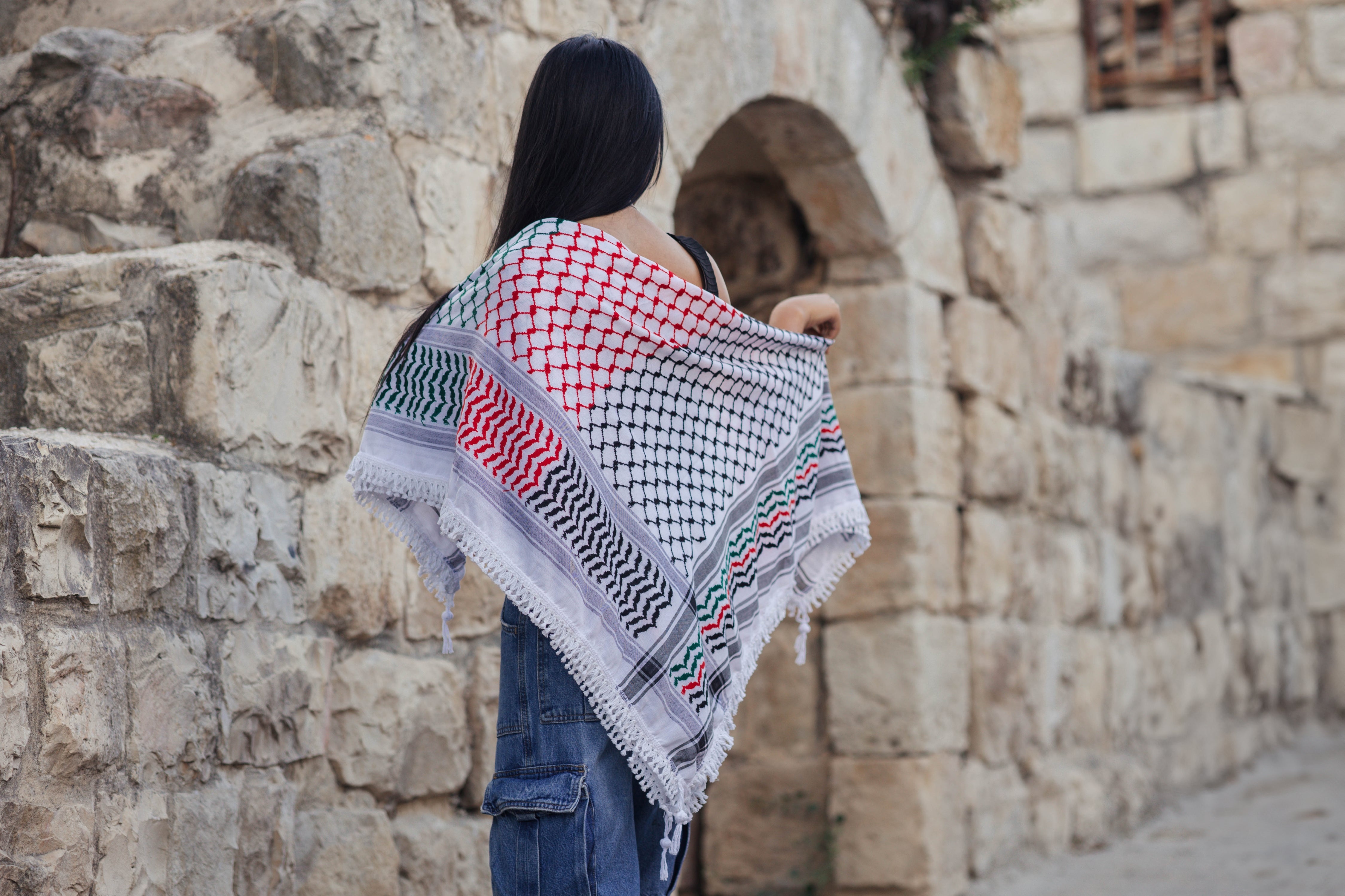 Multicolor Nablus Kufiya by Burdaclothing