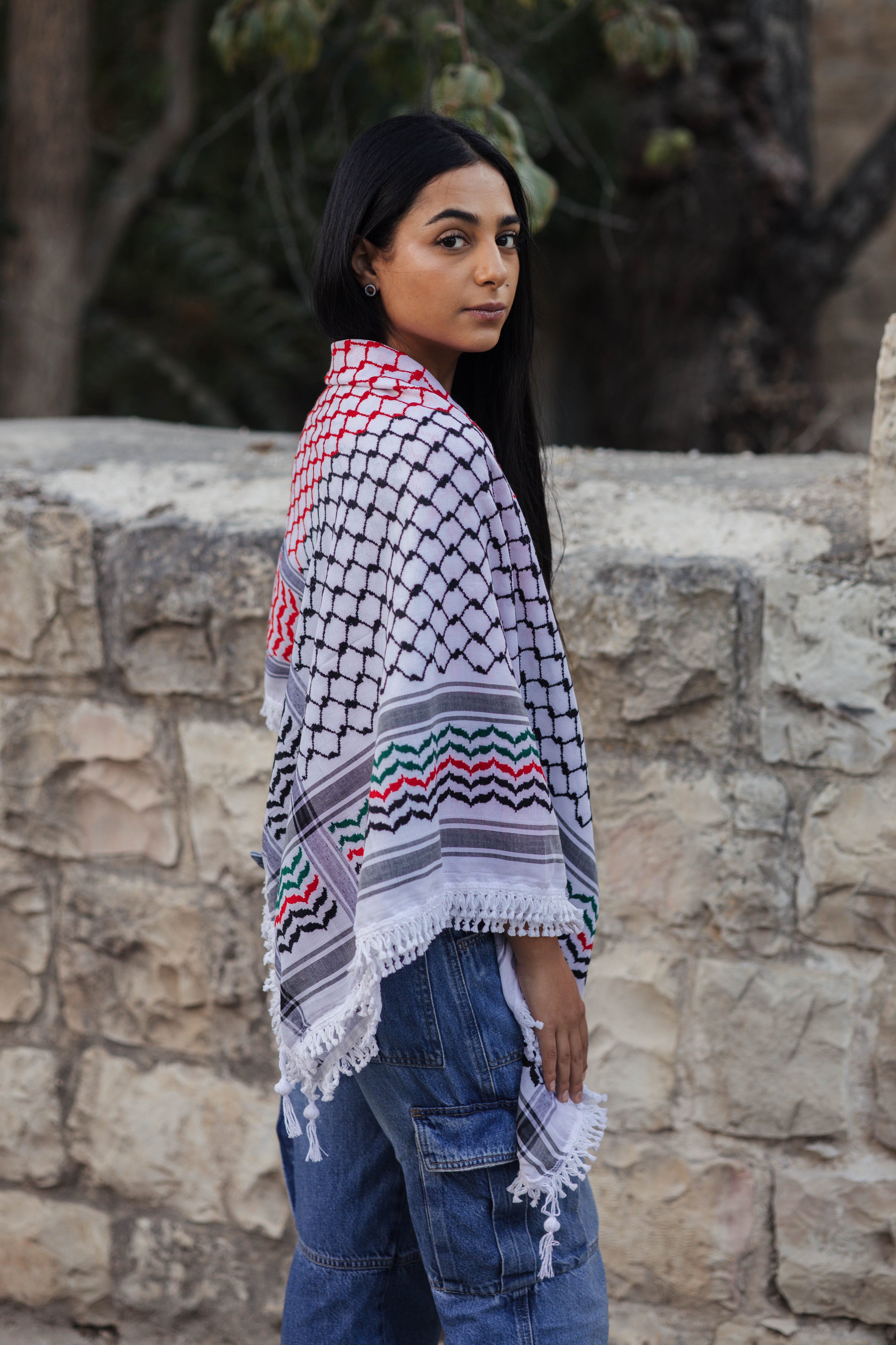 Multicolor Nablus Kufiya by Burdaclothing