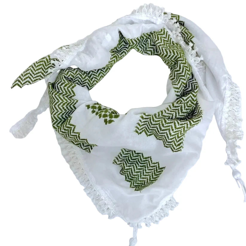 Olive Nablus Kufiya by Burdaclothing
