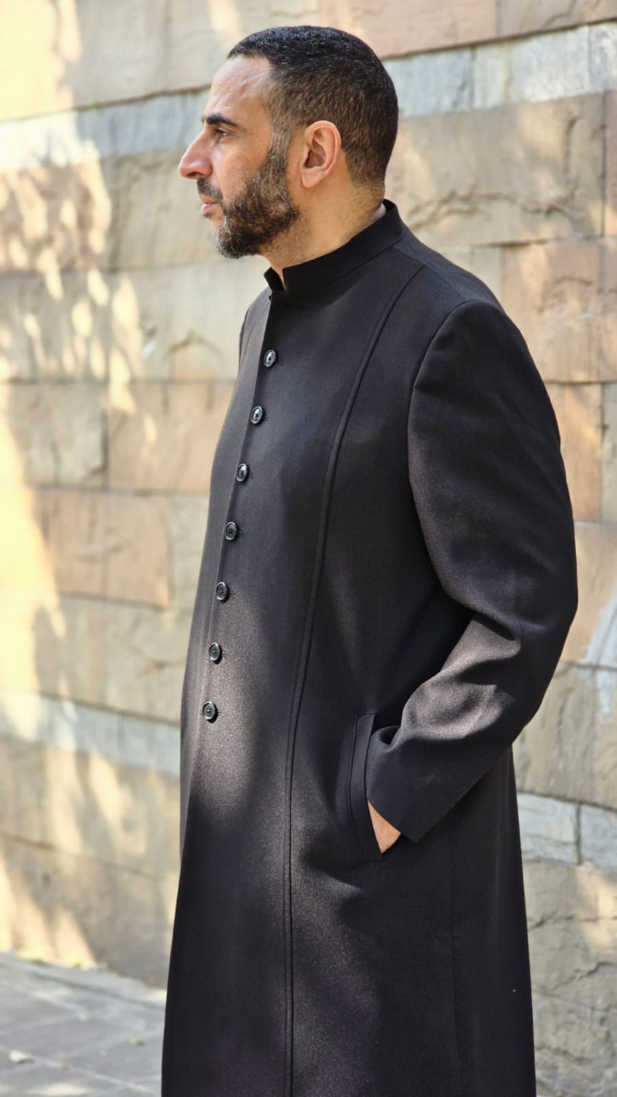 burdaclothing Premium Long Coat Black Button Show