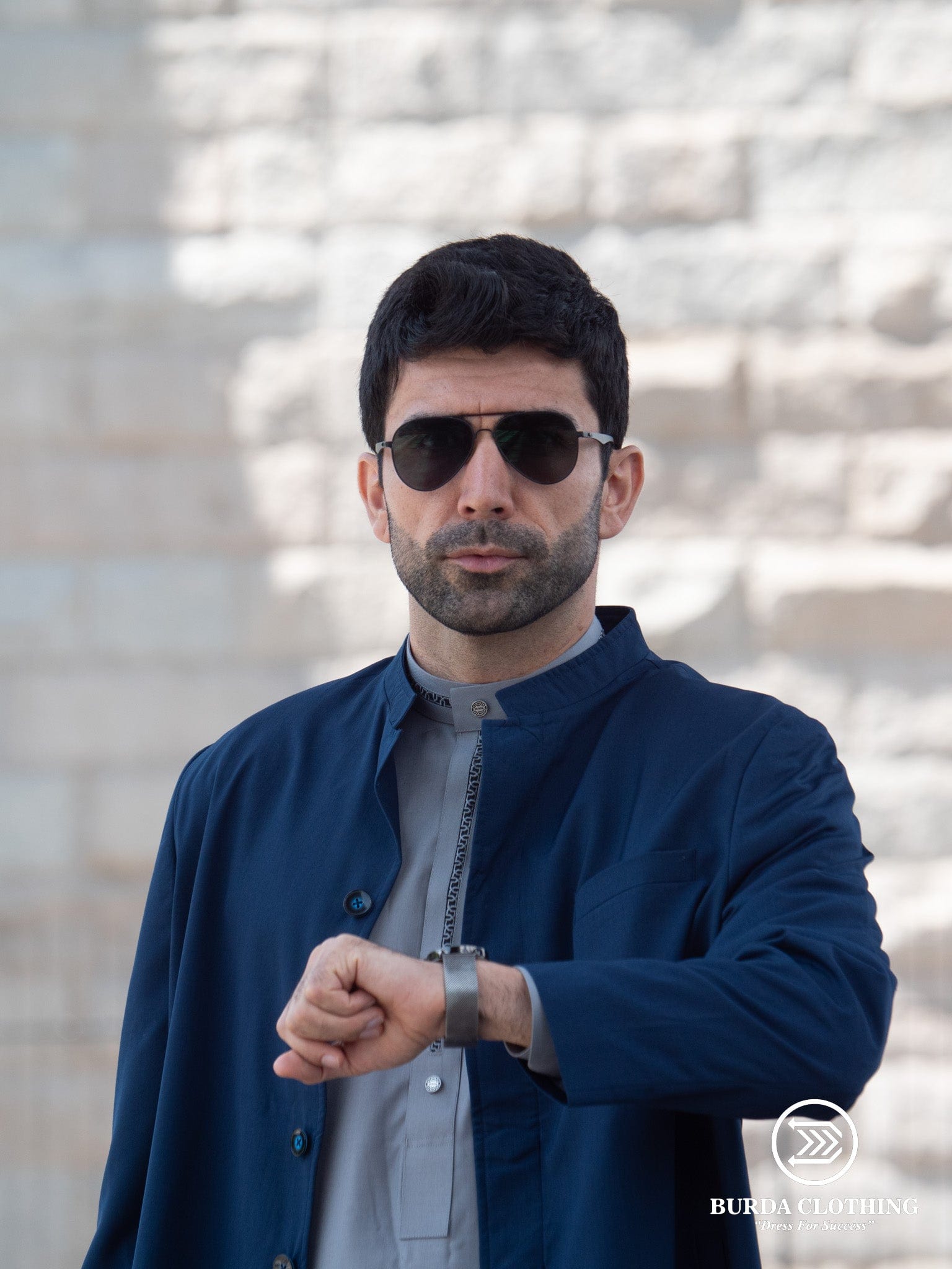 burdaclothing Premium Long Coat Oxford Blue