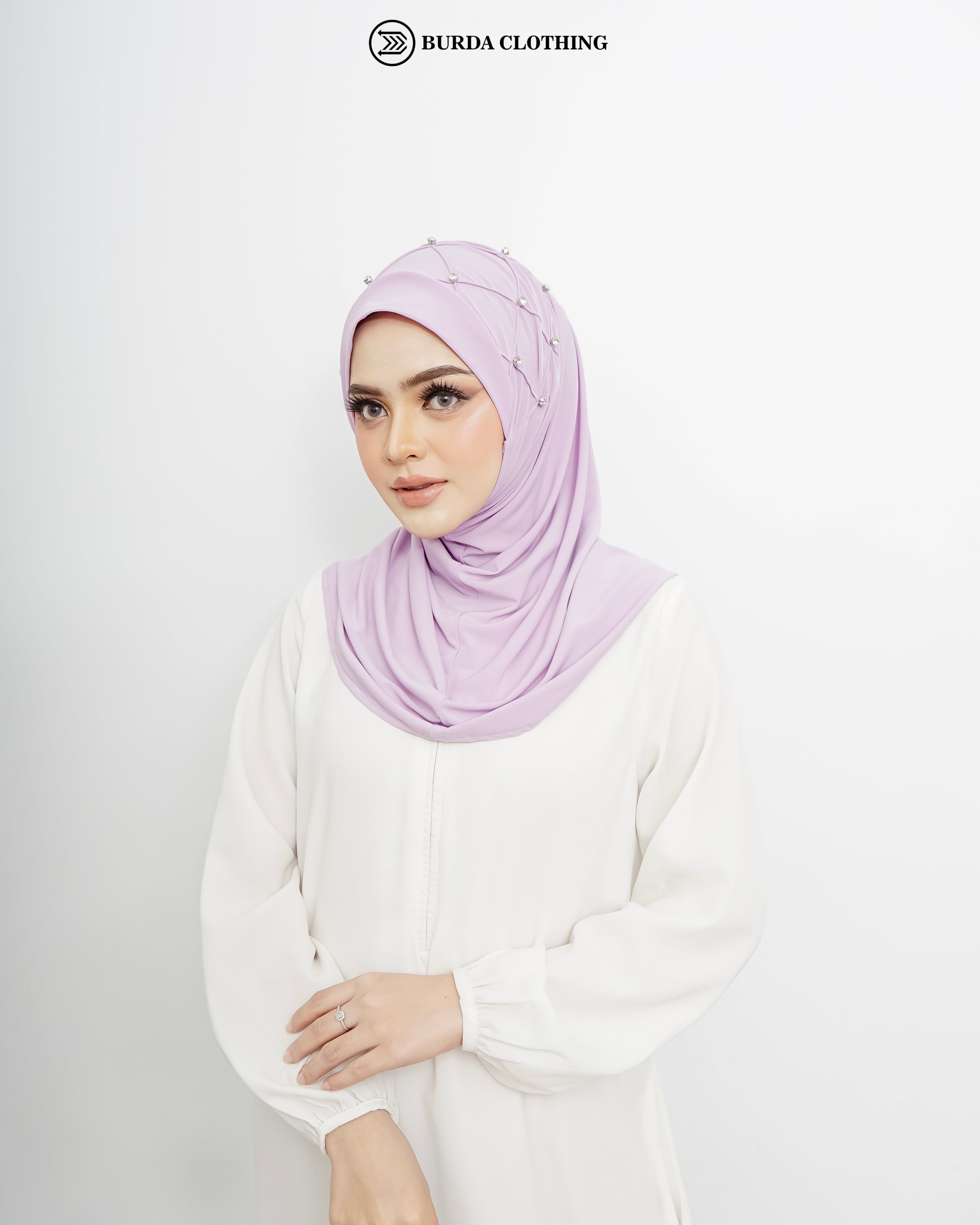 Pull on Hijab with stone (Jersey) Lavender by Burdaclothing