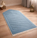 Quilted Foldable Foam Velvet Prayer Rug Light blue by Burdaclothing