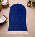 Quilted Foldable Foam Velvet Prayer Rug Navy Blue by Burdaclothing