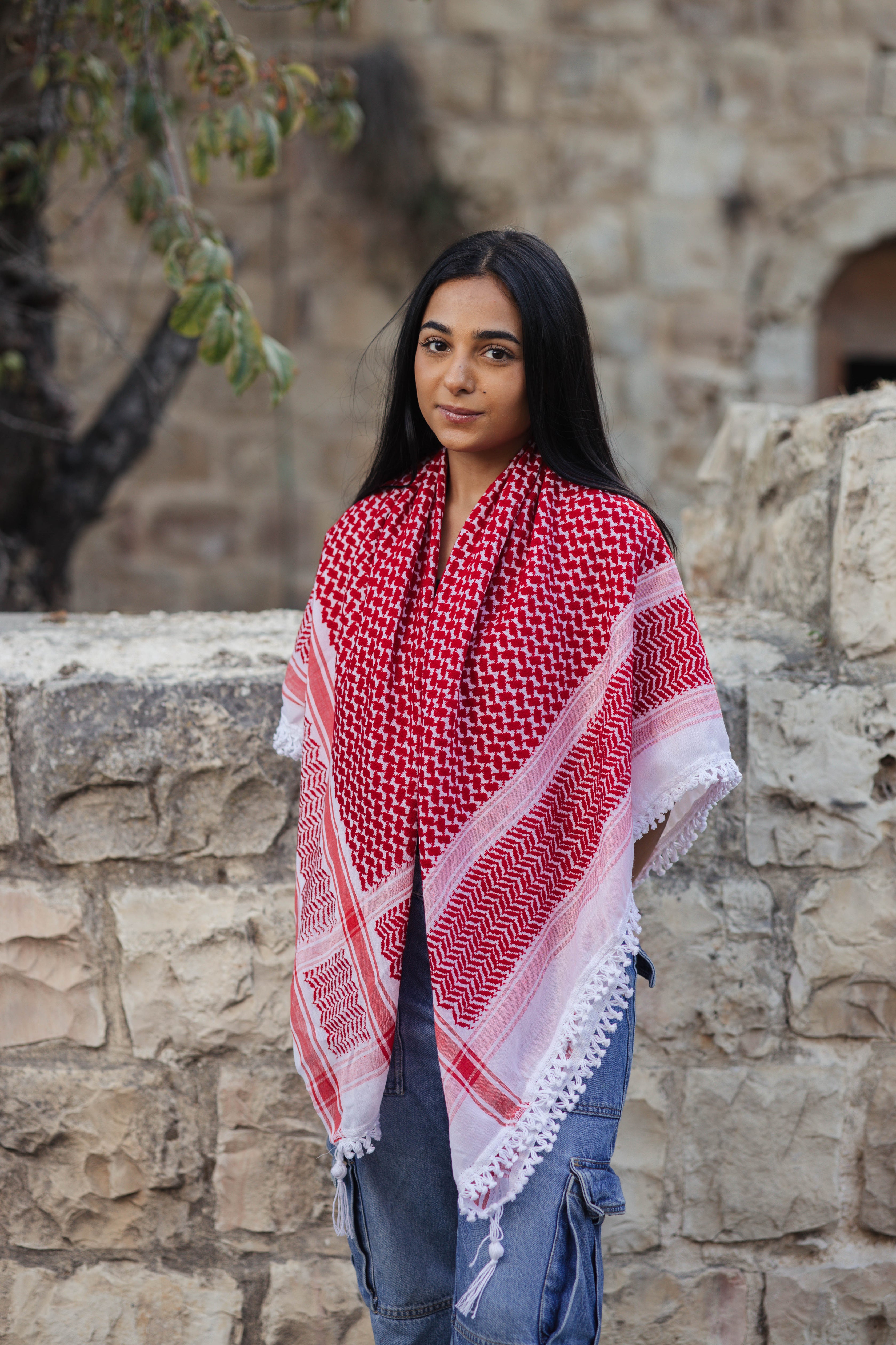 Red Nablus Kufiya by Burdaclothing