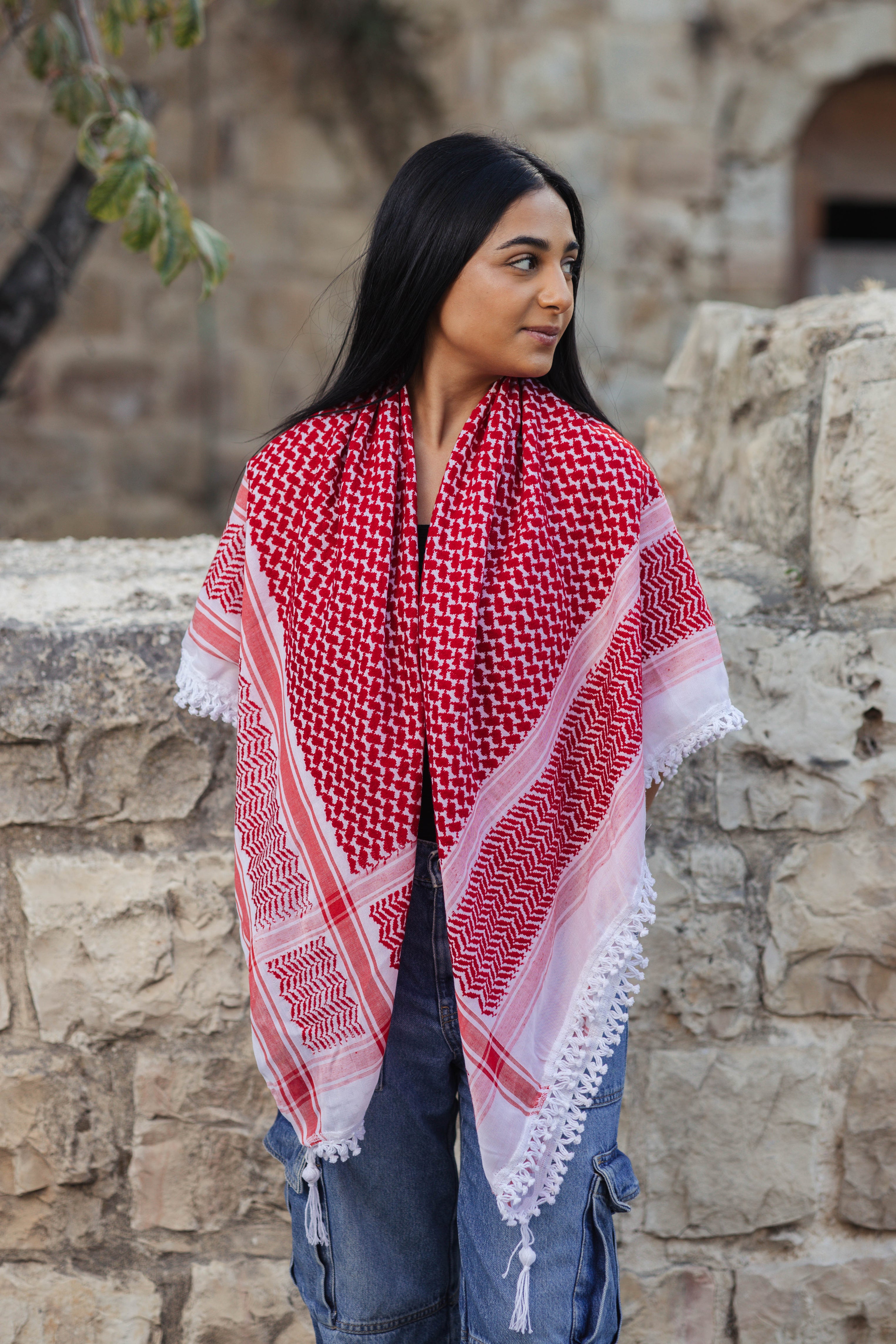 Red Nablus Kufiya by Burdaclothing