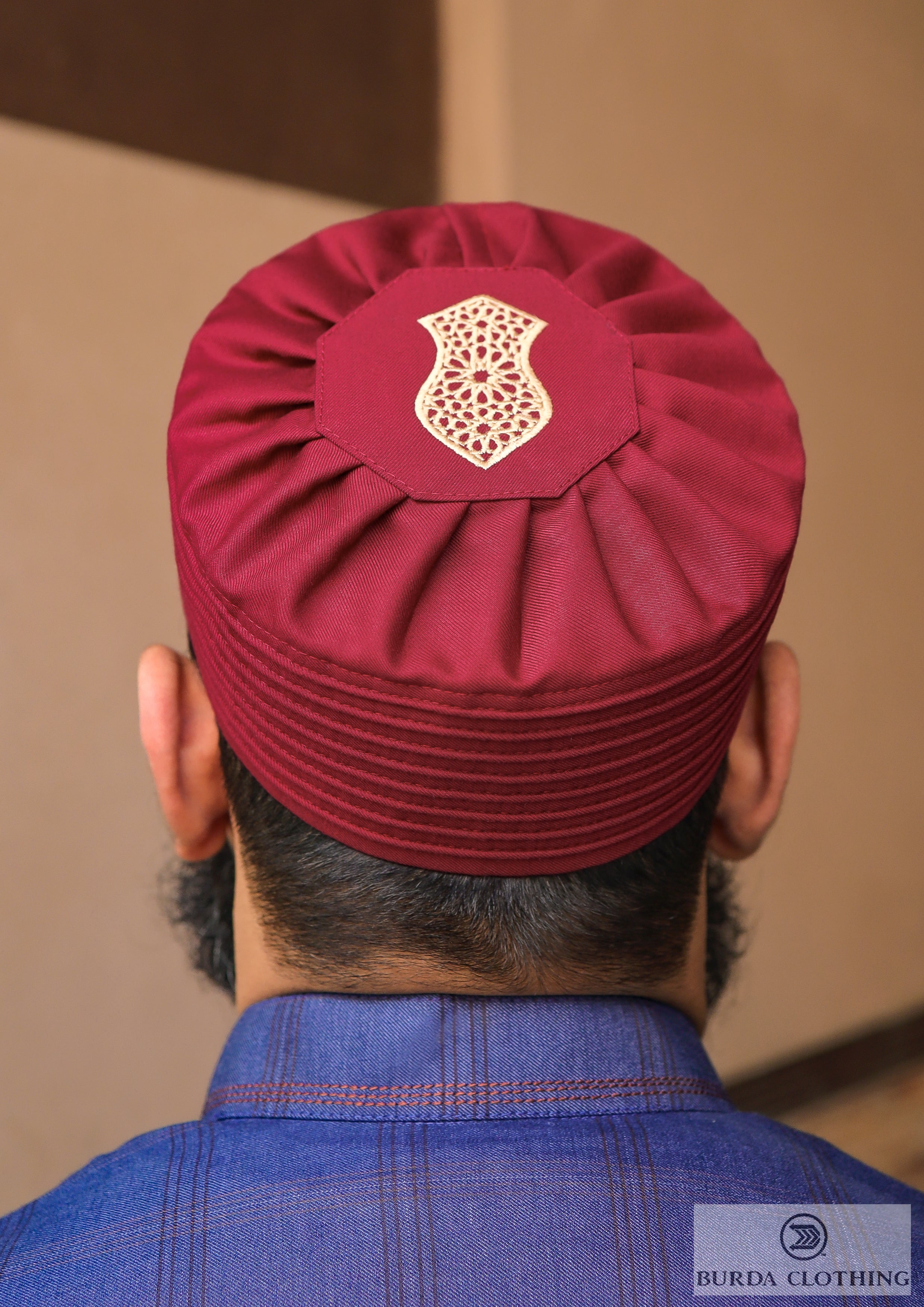 Sandal Pleated Kufi S008 21 XS / Maroon by Burdaclothing