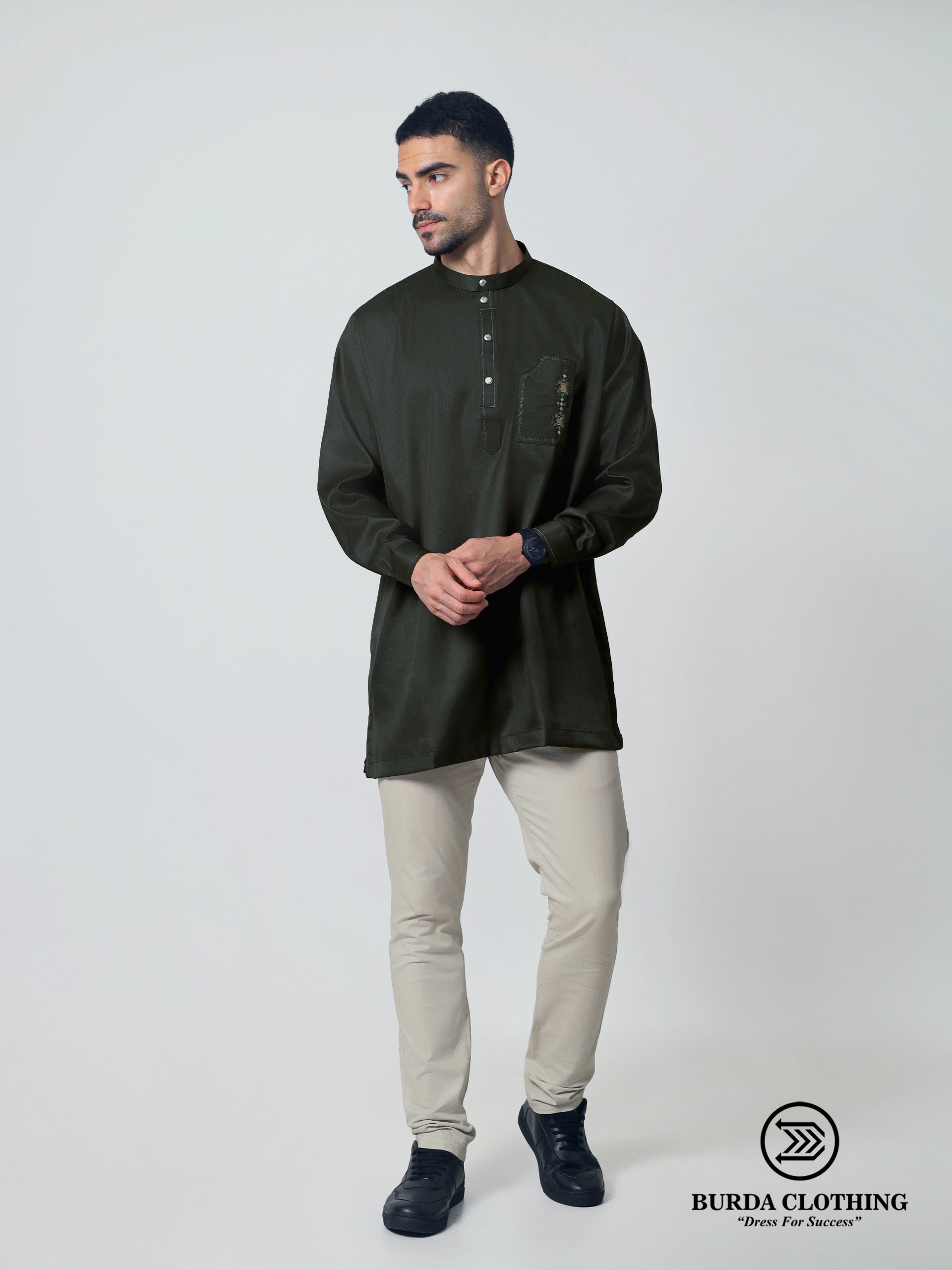 Short Kurta 001 Olive by burdaclothing