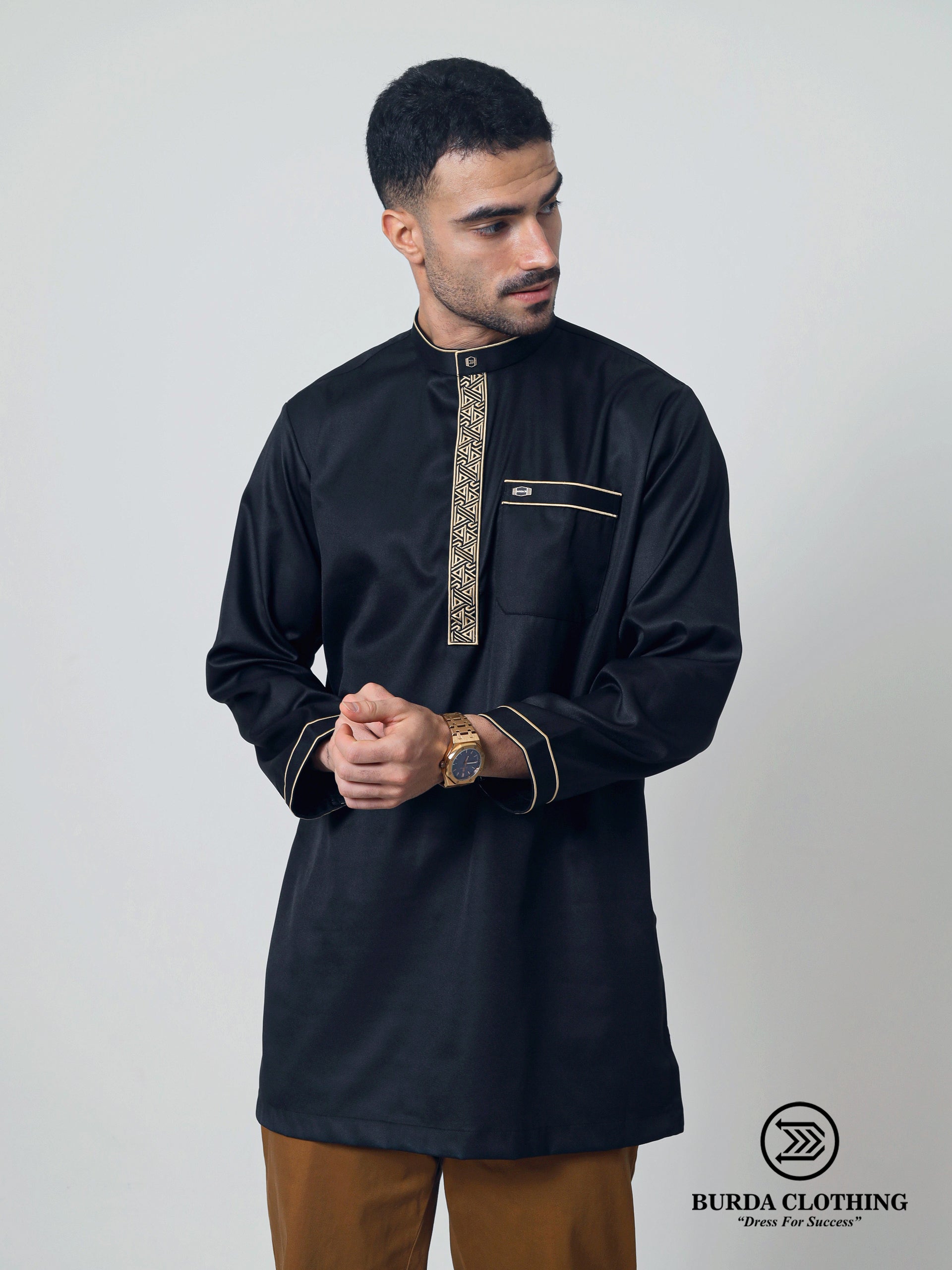 Short Kurta 003 Black by burdaclothing