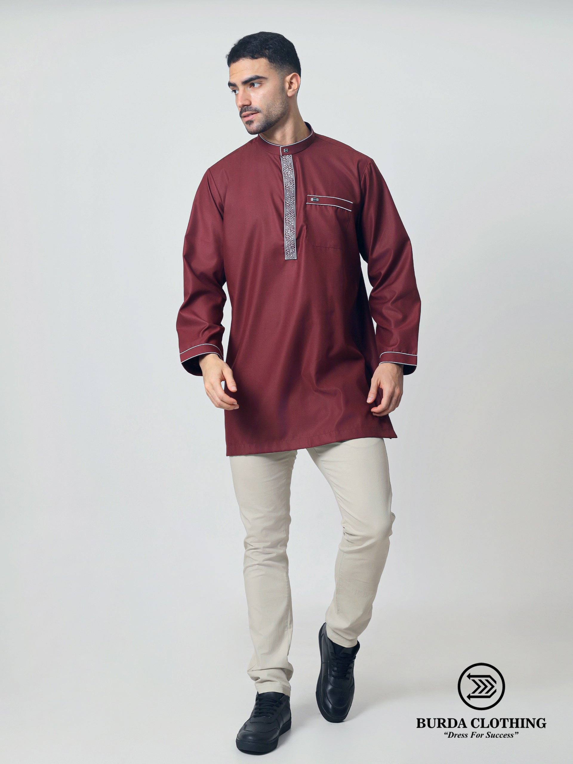 Short Kurta 010 Maroon by burdaclothing