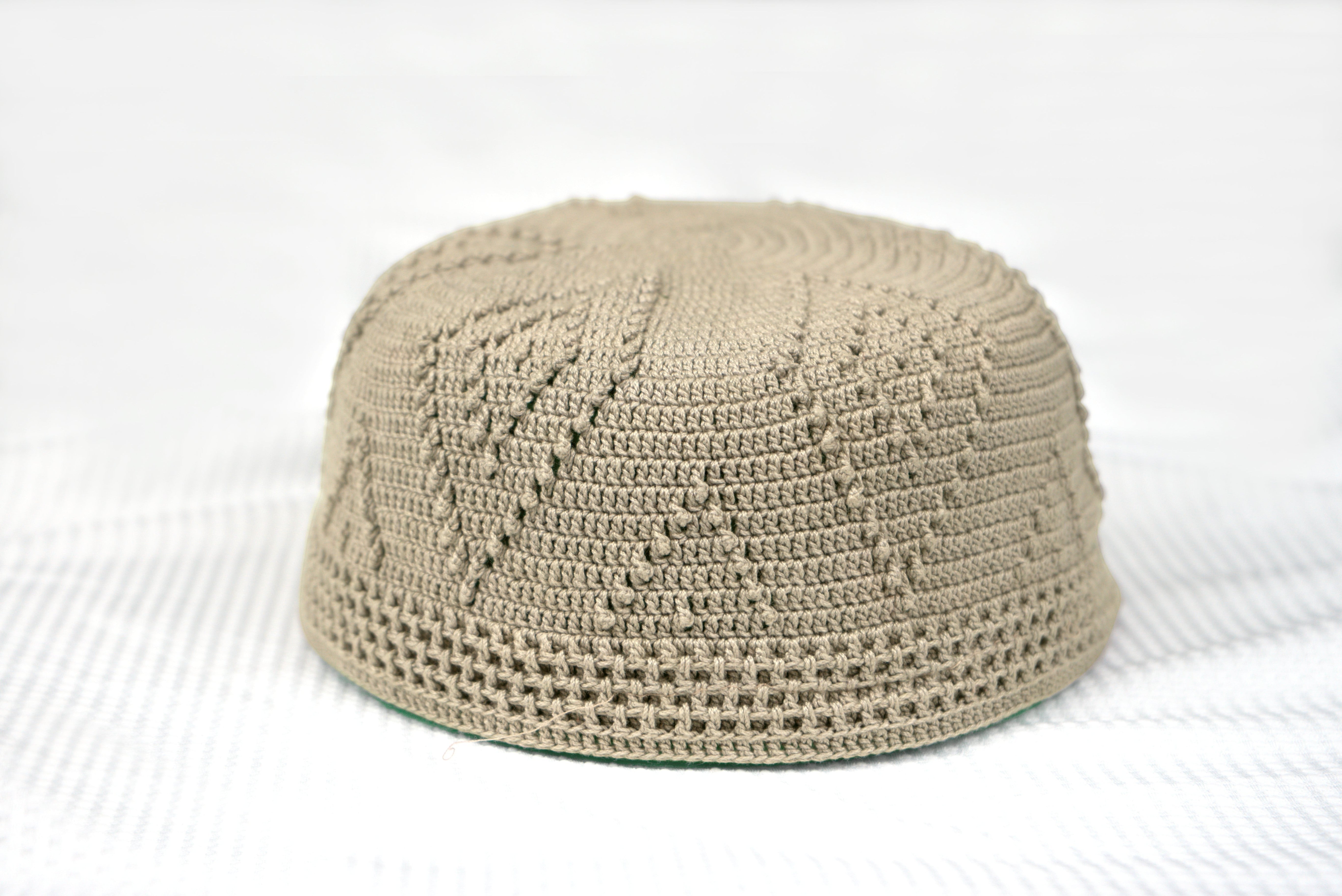 Skull Knit Cotton Kufi Beige by Burdaclothing