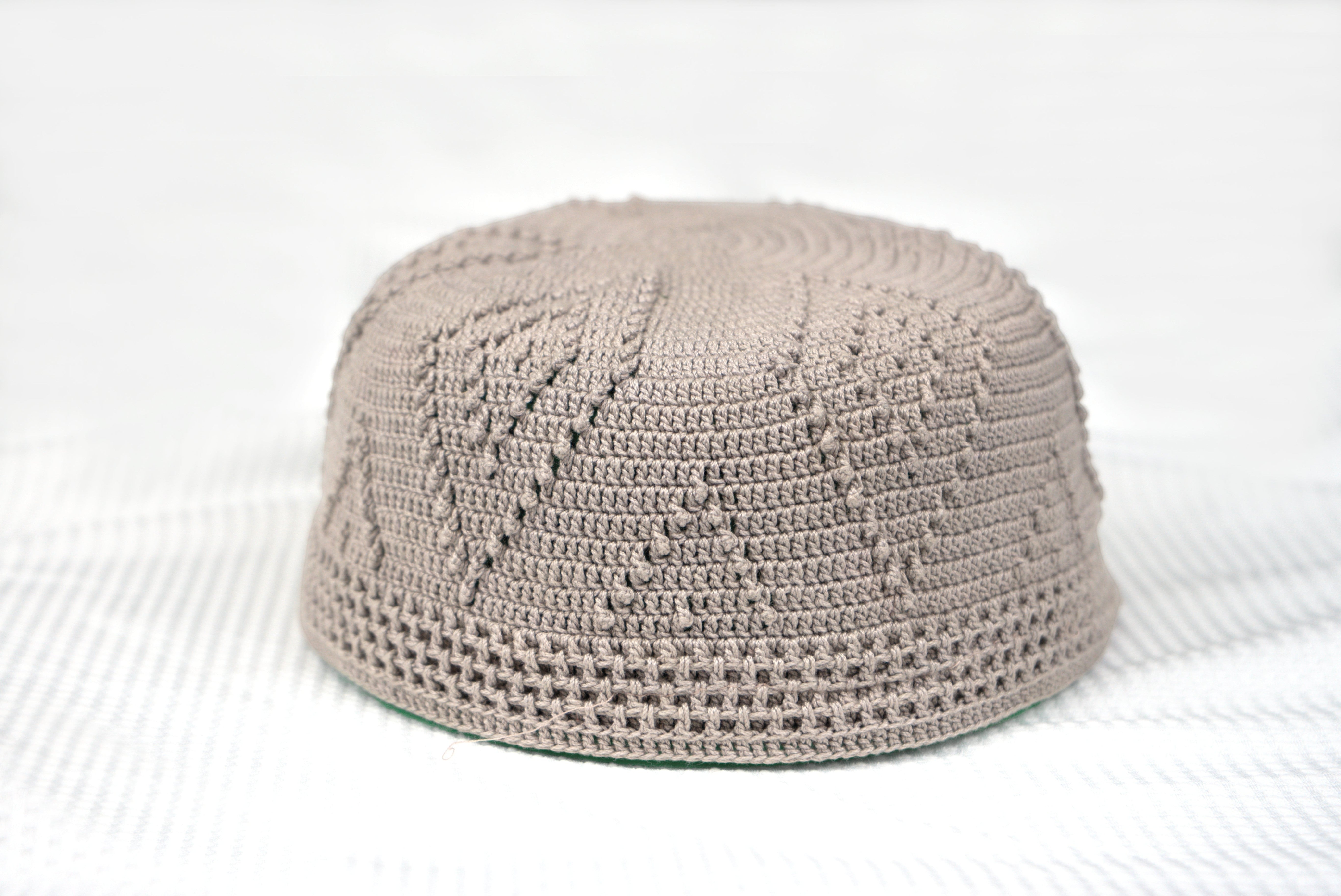 Skull Knit Cotton Kufi Light Beige by Burdaclothing