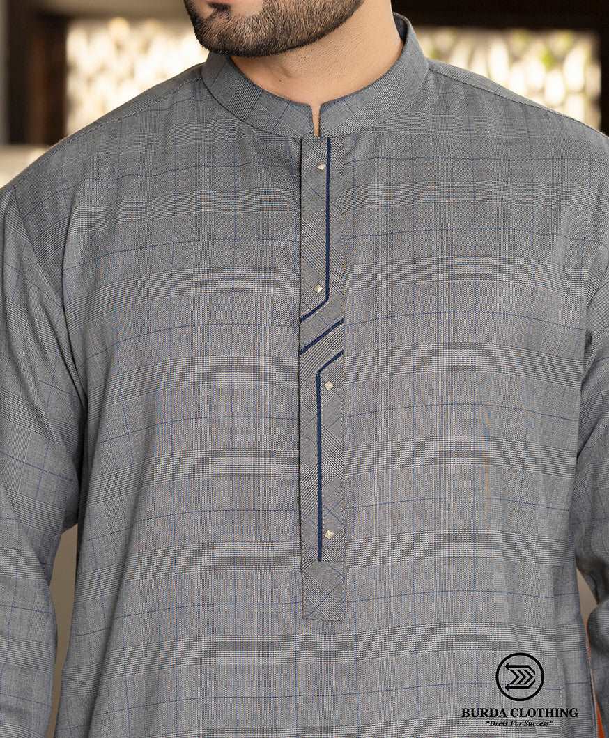 Burdaclothing Small Aamir Blue-Gray Premium Kurta Style 2
