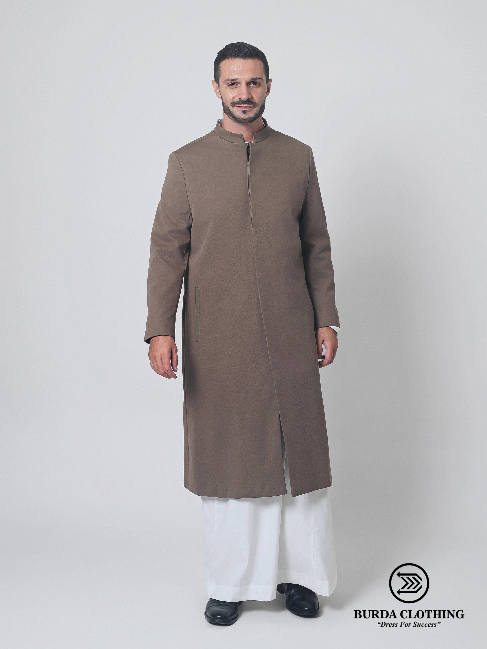 Stealth Brown Overcoat by Burdaclothing