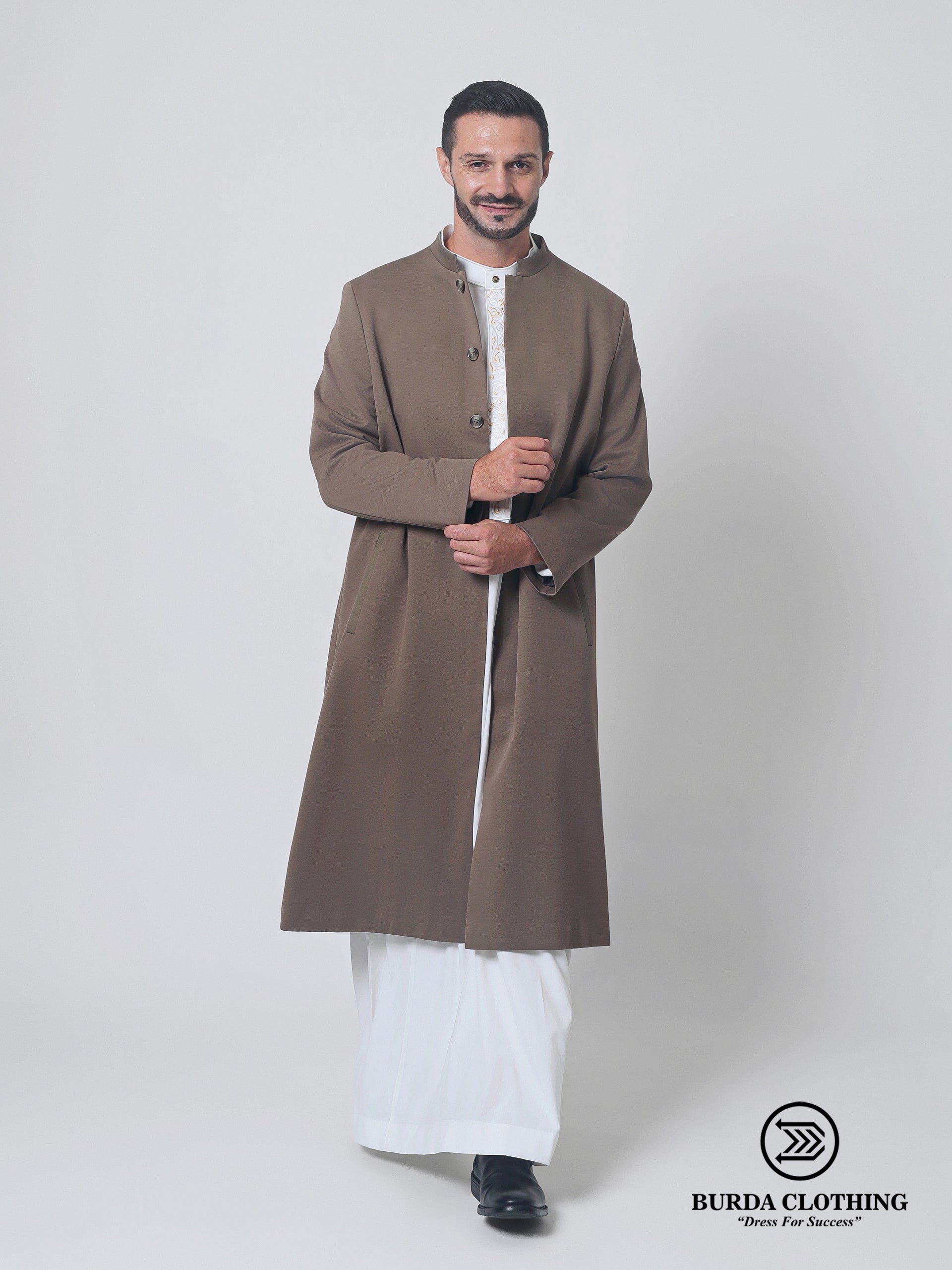 Stealth Brown Overcoat by Burdaclothing