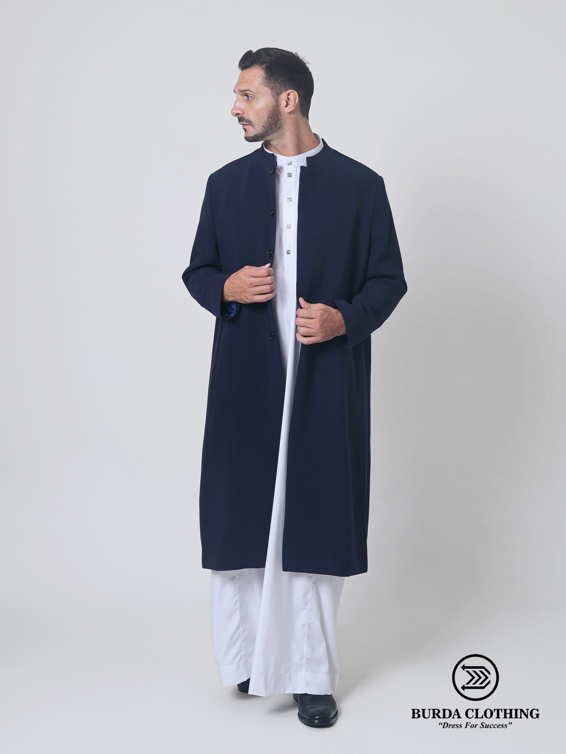 Stealth Navy Blue Overcoat by Burdaclothing