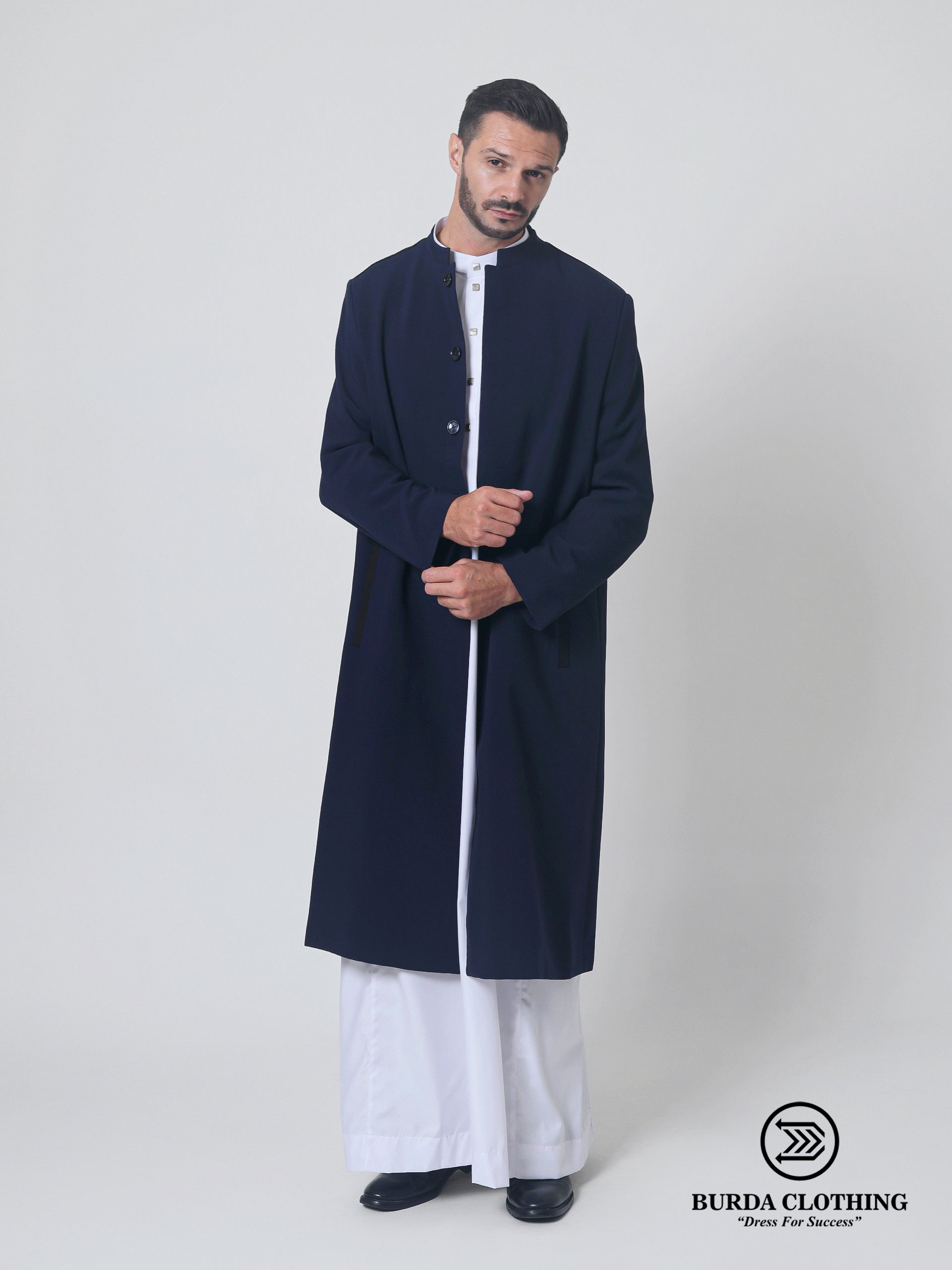 Stealth Navy Blue Overcoat by Burdaclothing