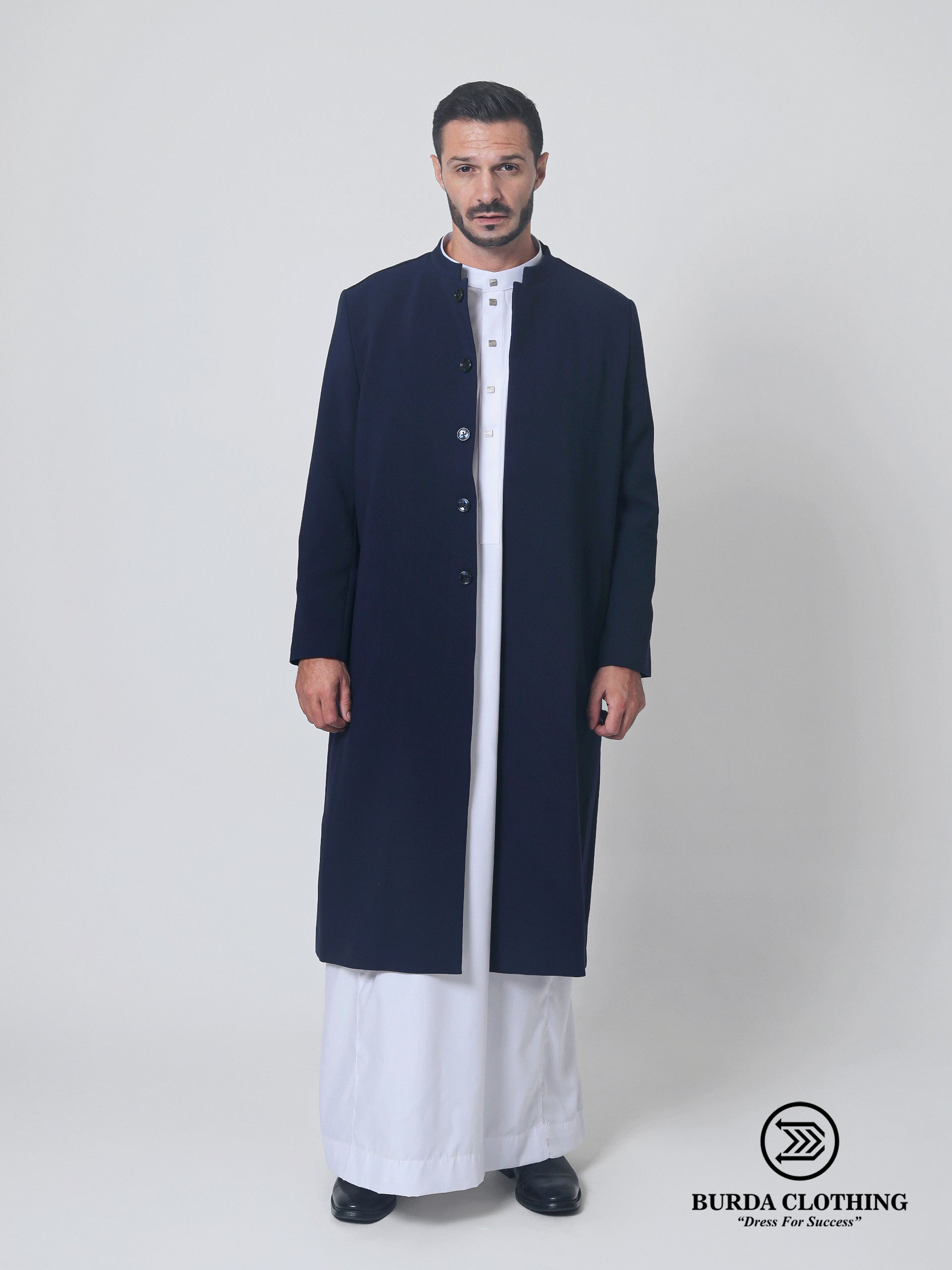 Stealth Navy Blue Overcoat by Burdaclothing