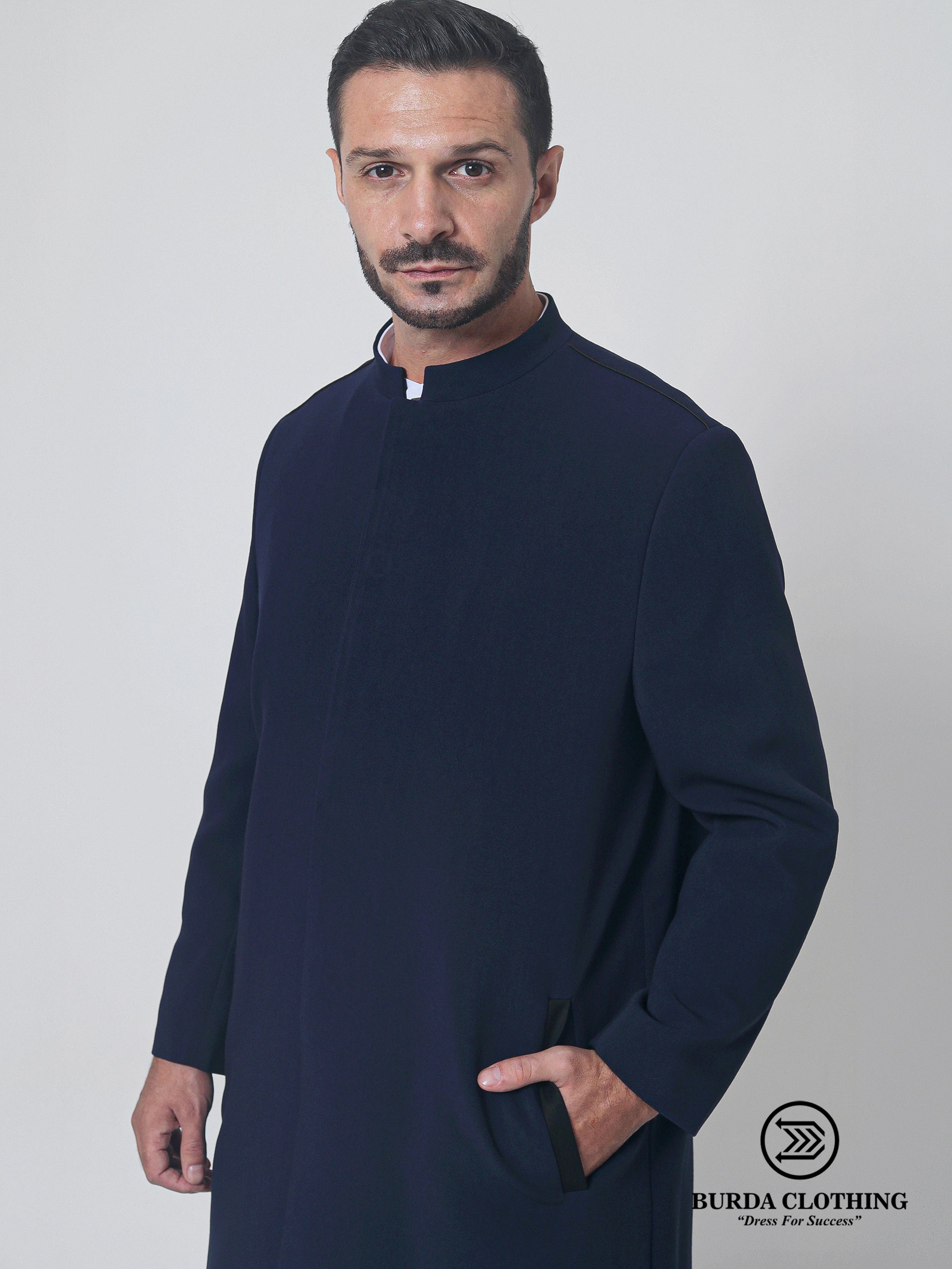 Stealth Navy Blue Overcoat by Burdaclothing
