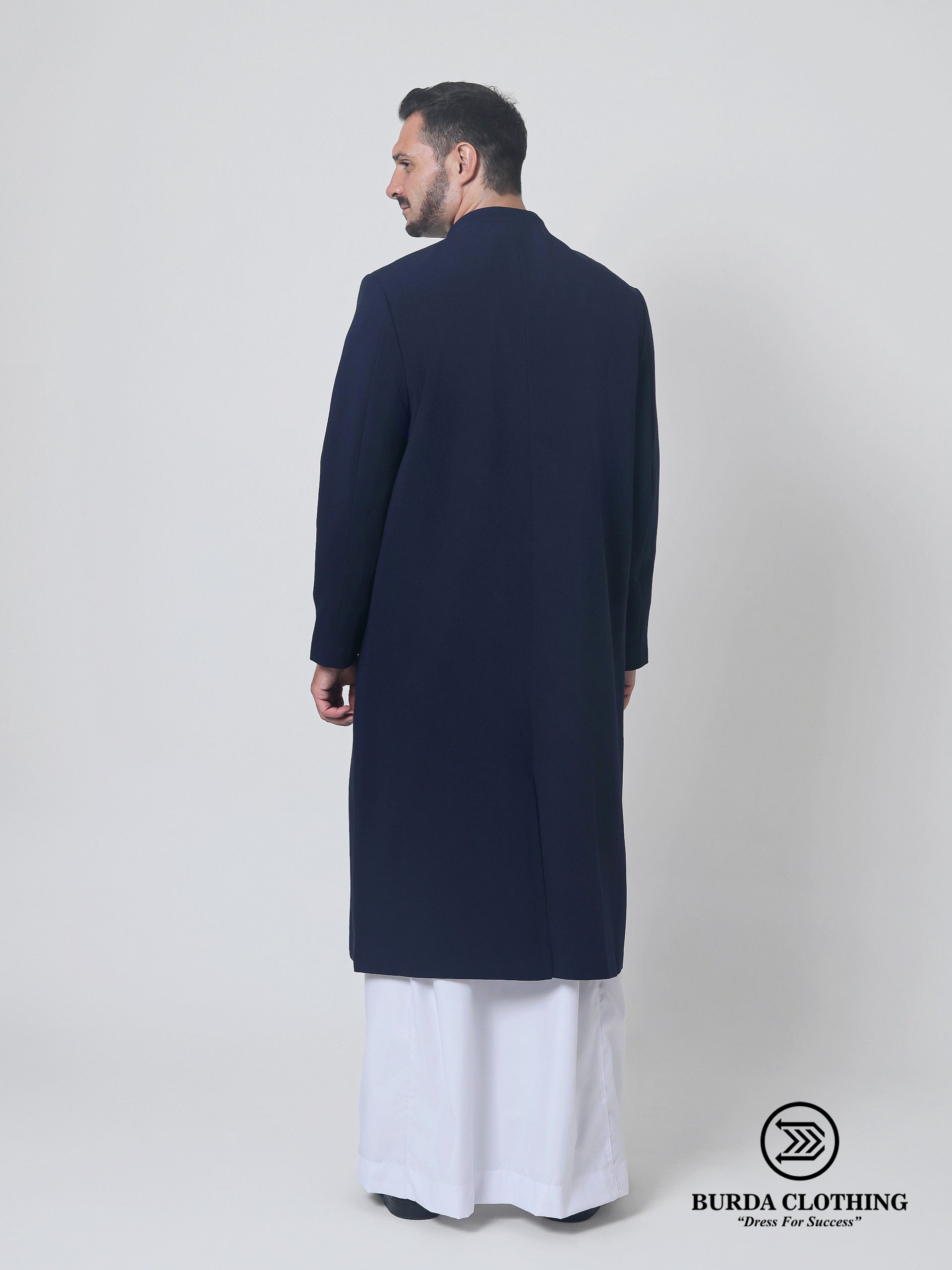 Stealth Navy Blue Overcoat by Burdaclothing