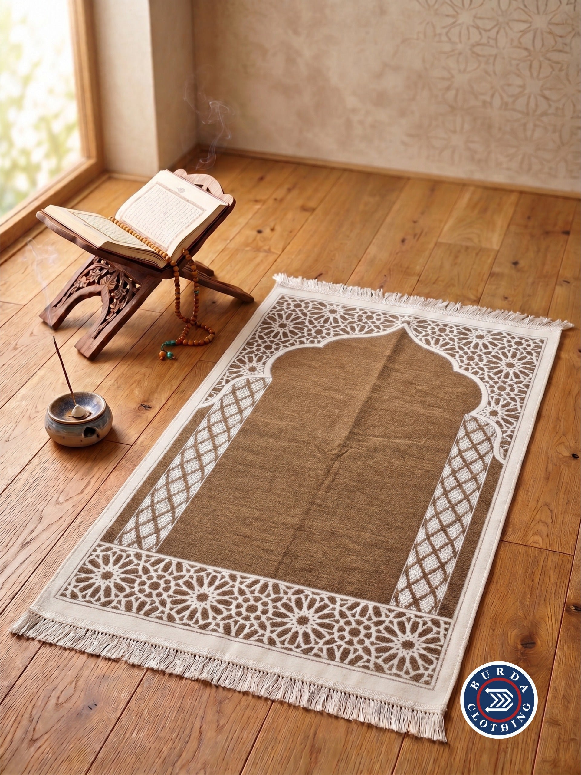 Velvet Prayer Rug Brown by Burdaclothing