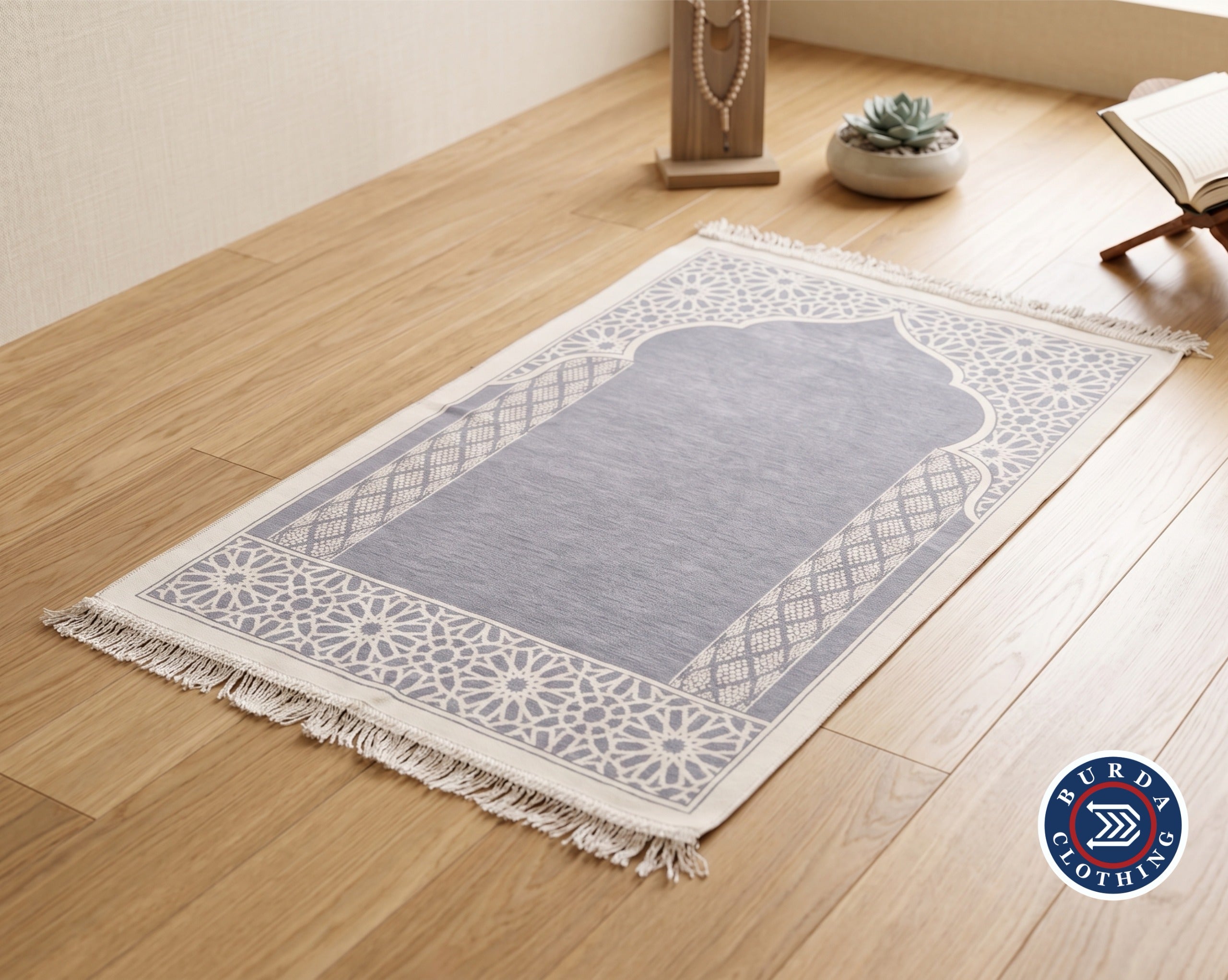 Velvet Prayer Rug Gray by Burdaclothing