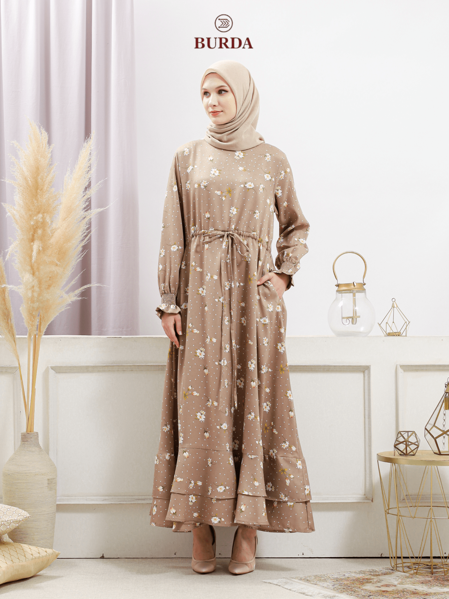 Burdaclothing Women's Beige Floral Dress (Copy)