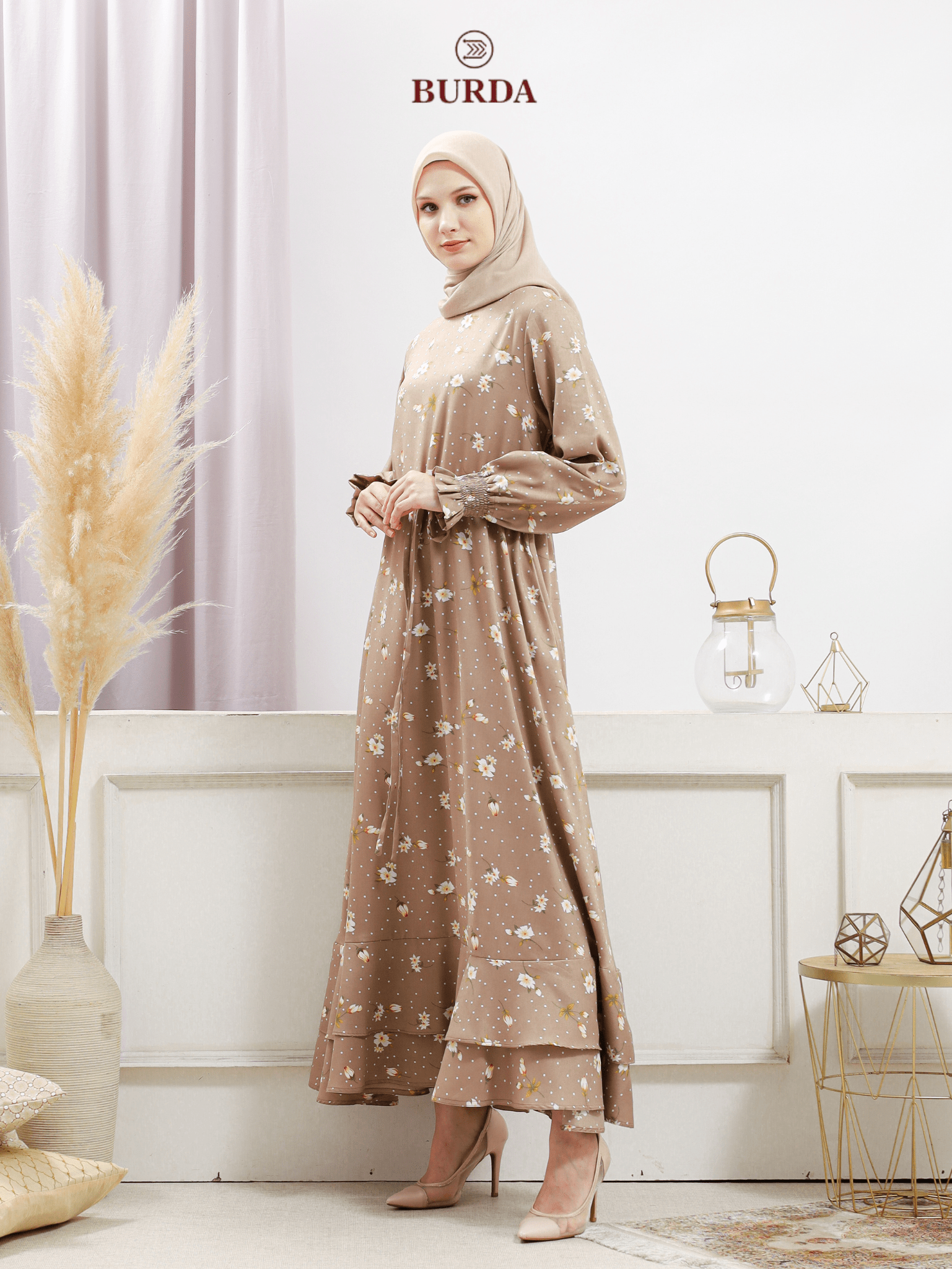 Burdaclothing Women's Beige Floral Dress (Copy)